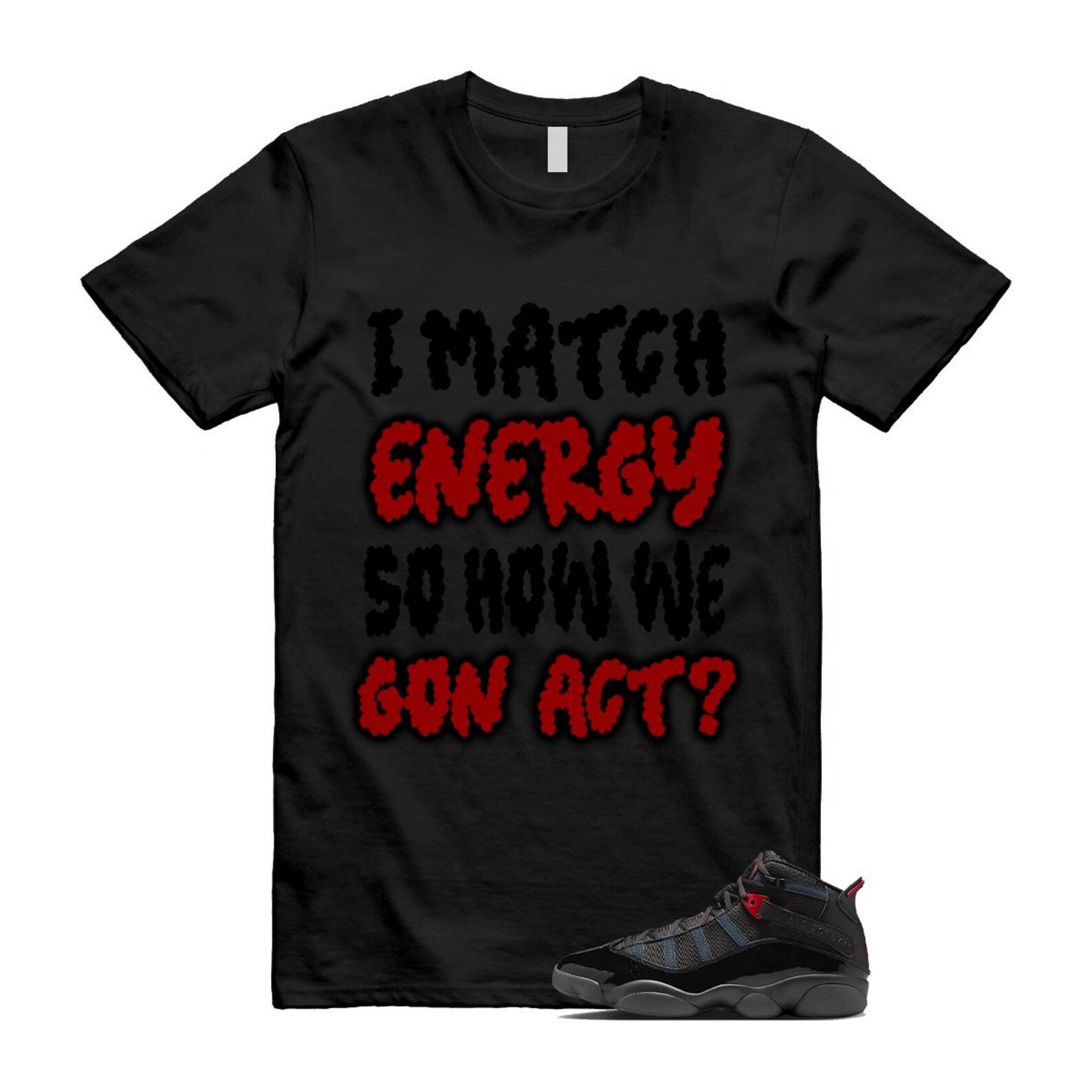 6 Rings Anthracite Black Fire Red T Shirt Match MATCH 322992-026 T-Shirt, Sneaker Match Tee