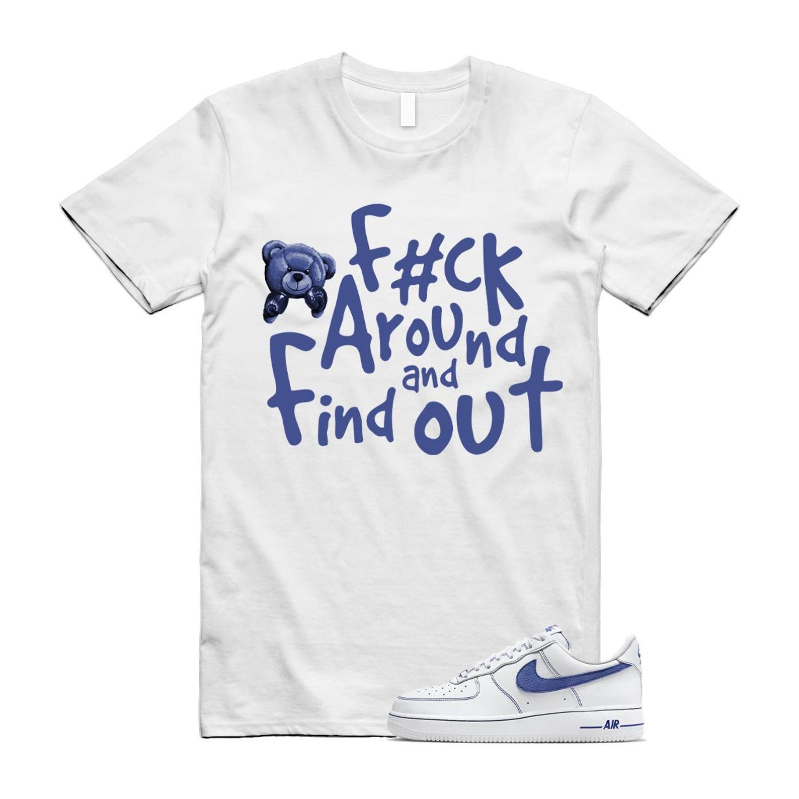 Air Force 1 White Deep Royal Blue '07 LV8 T Shirt Match FCK HQ2037-100 T-Shirt, Sneaker Match Tee