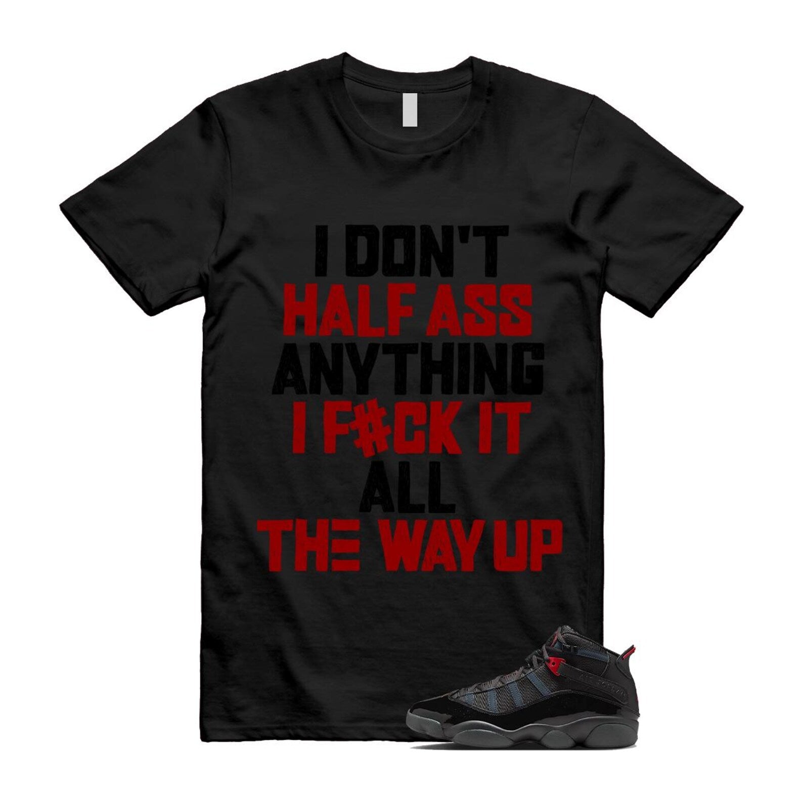 6 Rings Anthracite Black Fire Red T Shirt Match HALF 322992-026 T-Shirt, Sneaker Match Tee