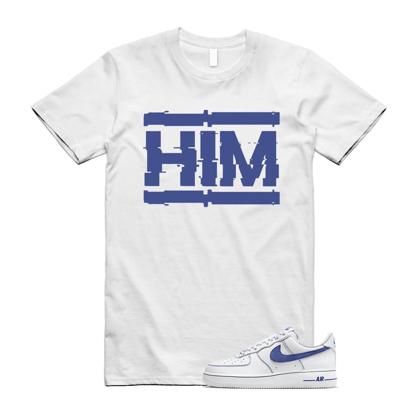 Air Force 1 White Deep Royal Blue '07 LV8 T Shirt Match HIM HQ2037-100 T-Shirt, Sneaker Match Tee