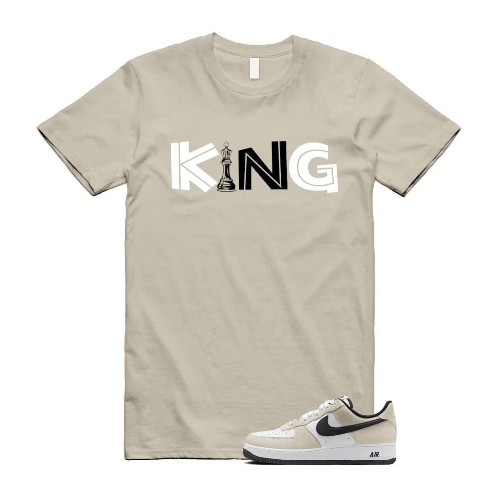 Air Force 1 '07 LV8 White Black T Shirt Match KING IB6388-100 T-Shirt, Sneaker Match Tee