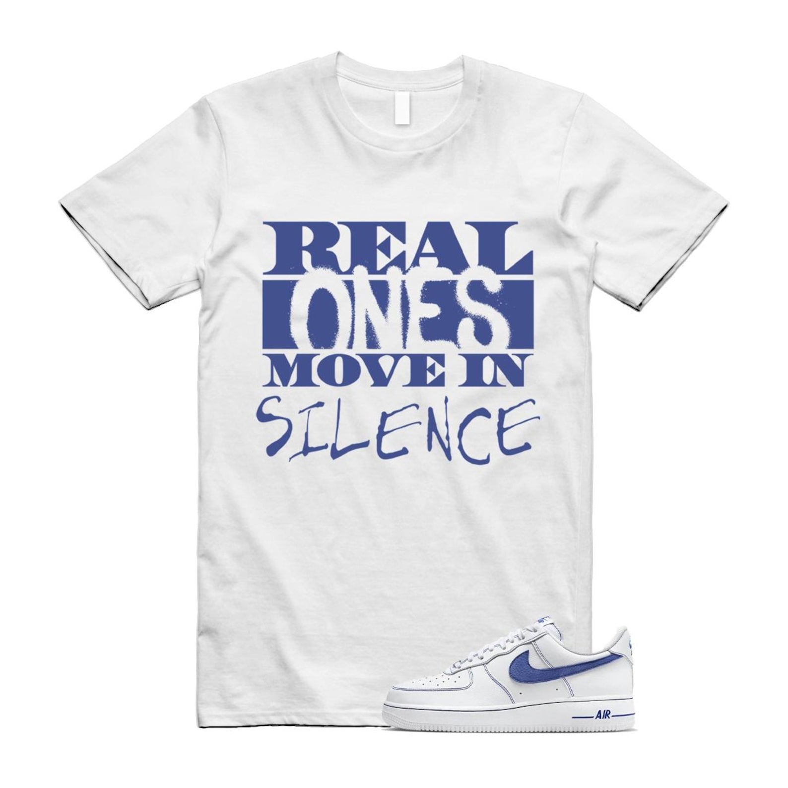 Air Force 1 White Deep Royal Blue '07 LV8 T Shirt Match REAL HQ2037-100 T-Shirt, Sneaker Match Tee