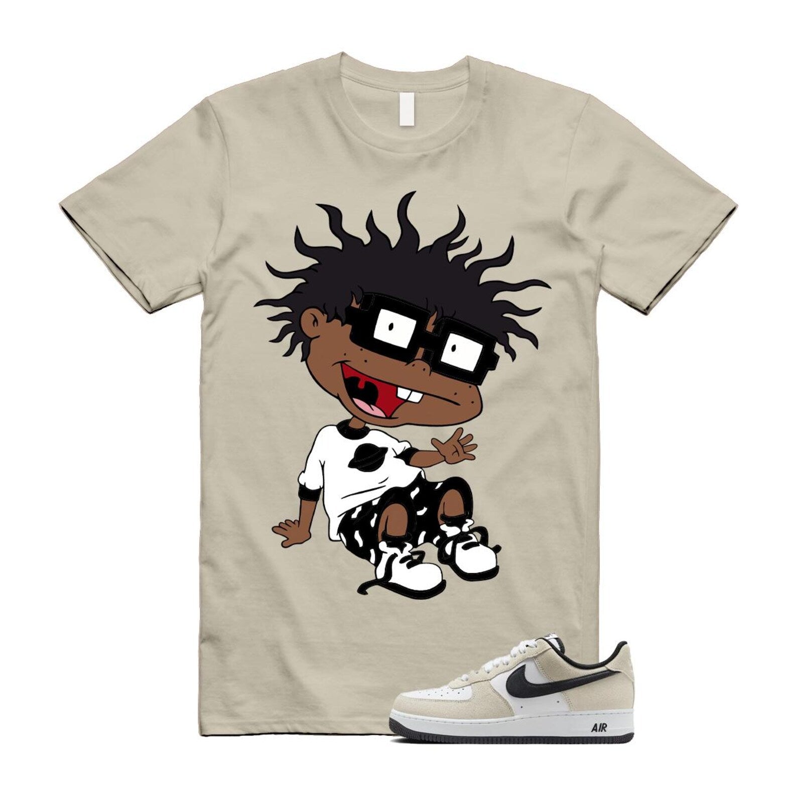 Air Force 1 '07 LV8 White Black T Shirt Match FINSTER IB6388-100 T-Shirt, Sneaker Match Tee