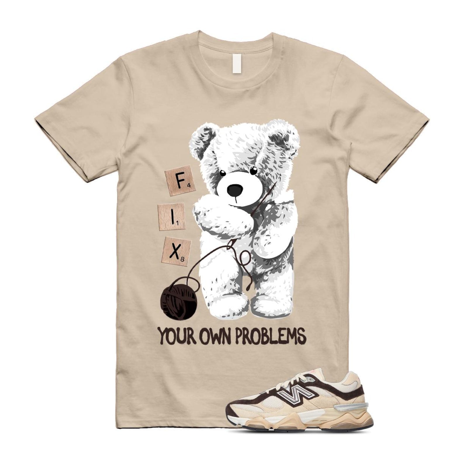 9060 Emerging Brown White T Shirt Match FIX U9060FLP T-Shirt, Sneaker Match Tee