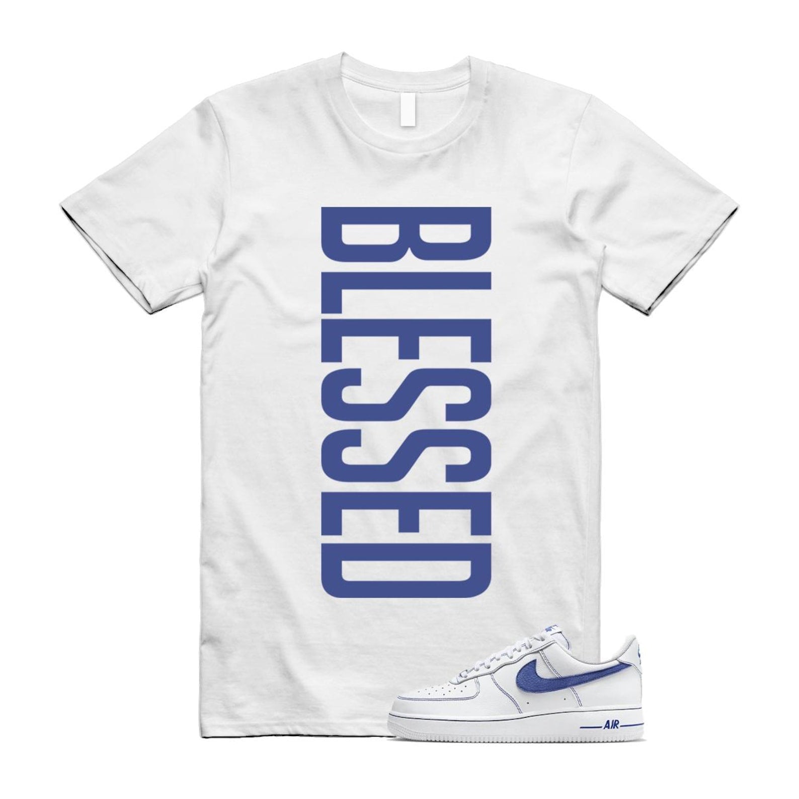 Air Force 1 White Deep Royal Blue '07 LV8 T Shirt Match VERTBLS HQ2037-100 T-Shirt, Sneaker Match Tee