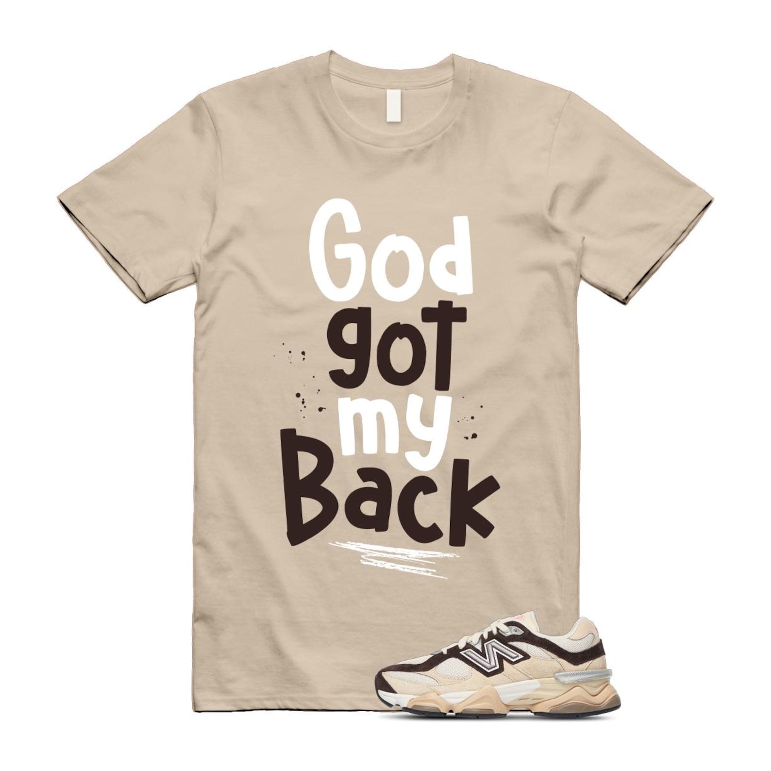 9060 Emerging Brown White T Shirt Match GOD U9060FLP T-Shirt, Sneaker Match Tee