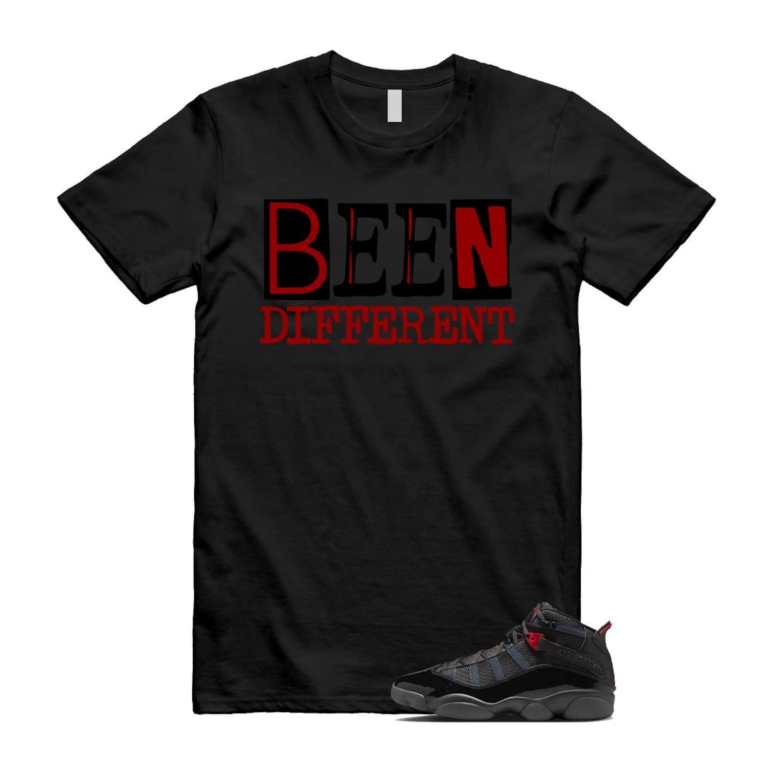 6 Rings Anthracite Black Fire Red T Shirt Match BEEN 322992-026 T-Shirt, Sneaker Match Tee