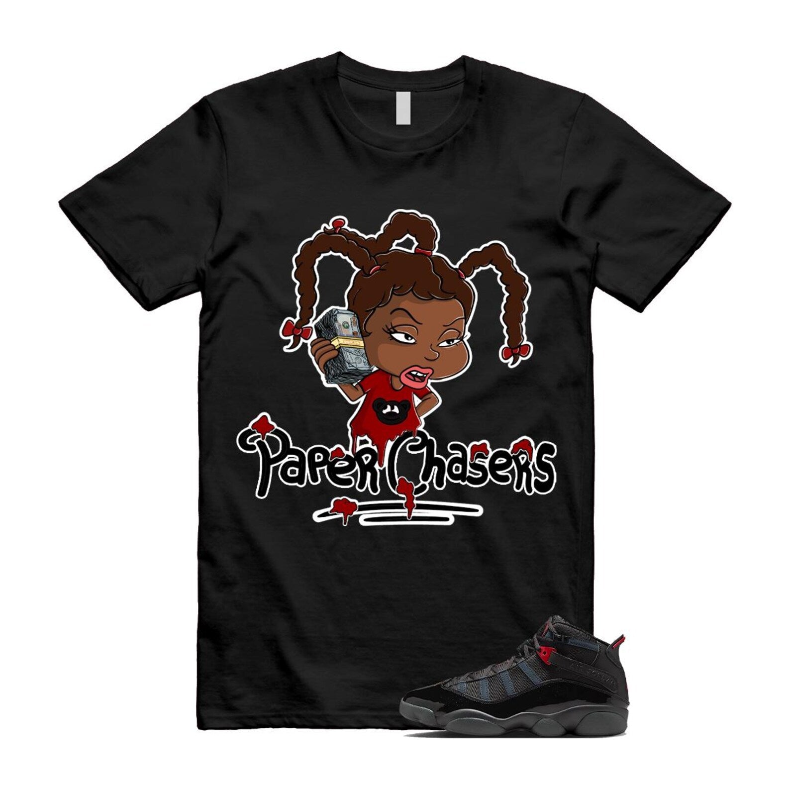 6 Rings Anthracite Black Fire Red T Shirt Match PC 322992-026 T-Shirt, Sneaker Match Tee
