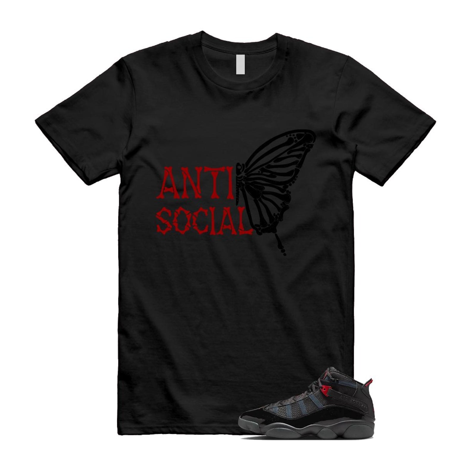 6 Rings Anthracite Black Fire Red T Shirt Match ASB 322992-026 T-Shirt, Sneaker Match Tee