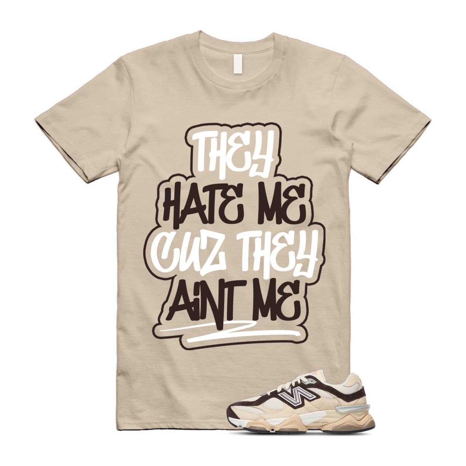 9060 Emerging Brown White T Shirt Match AINTME U9060FLP T-Shirt, Sneaker Match Tee