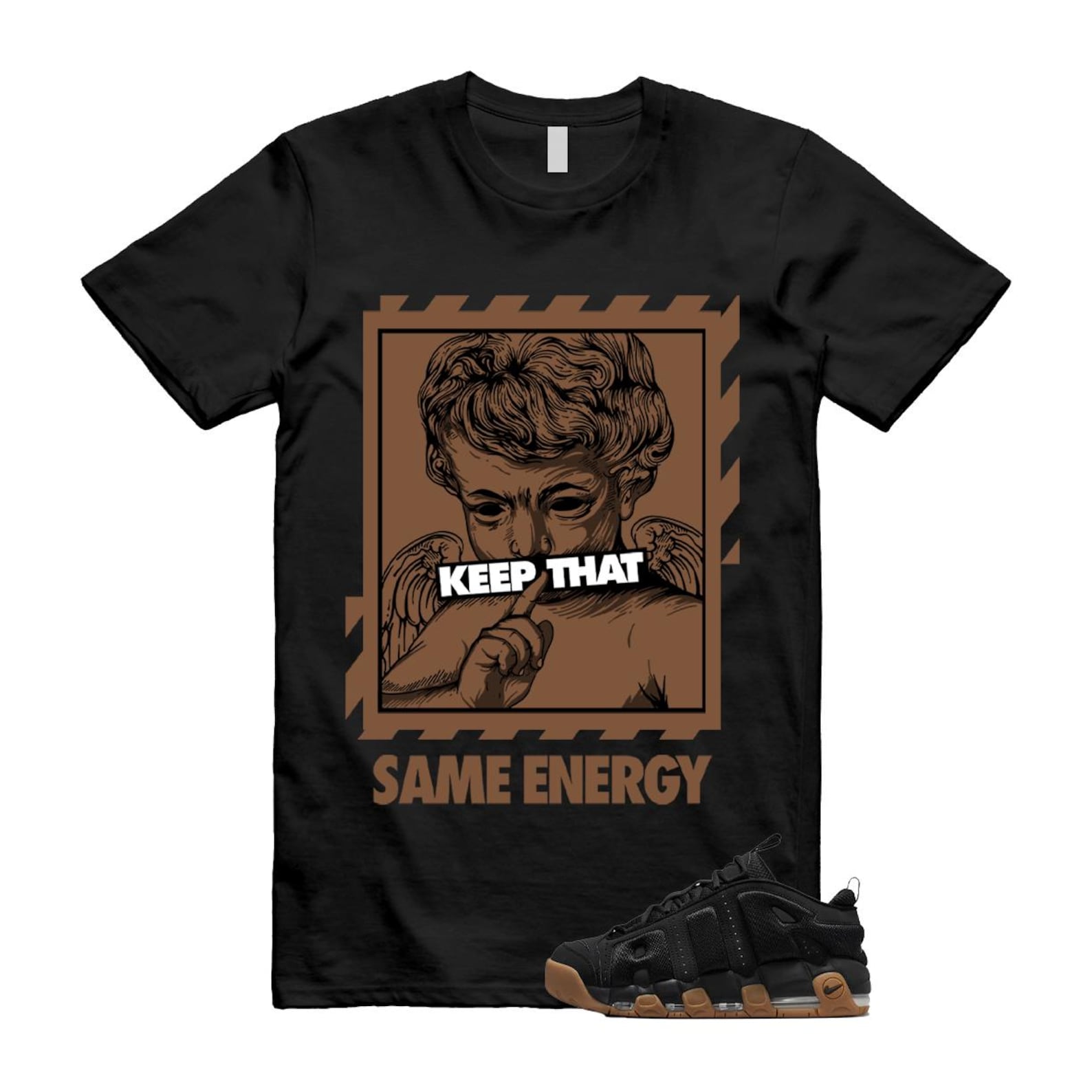 Uptempo Black Gum Air More T Shirt Match ENERGY FZ3055-003 T-Shirt, Sneaker Match Tee