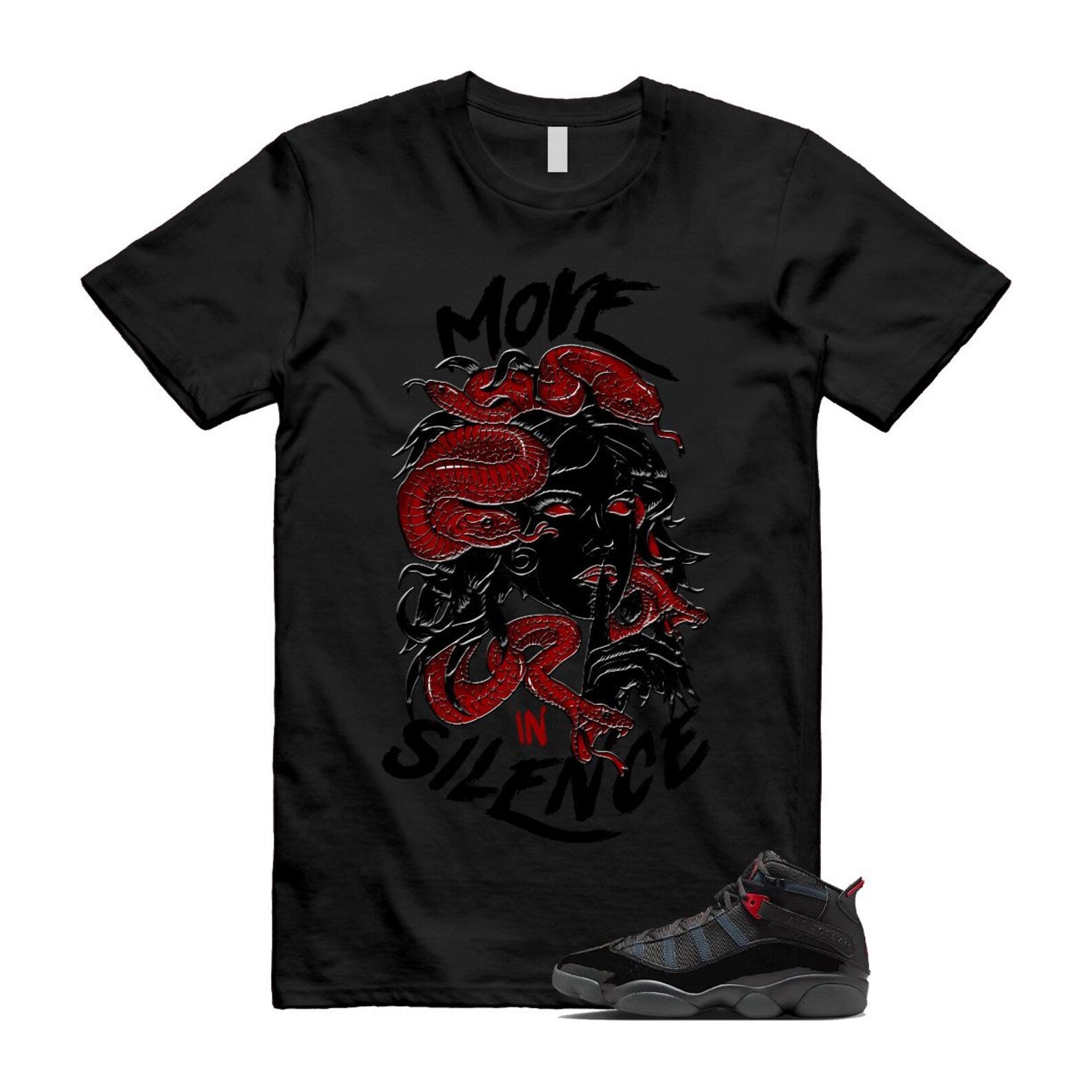 6 Rings Anthracite Black Fire Red T Shirt Match MIS 322992-026 T-Shirt, Sneaker Match Tee