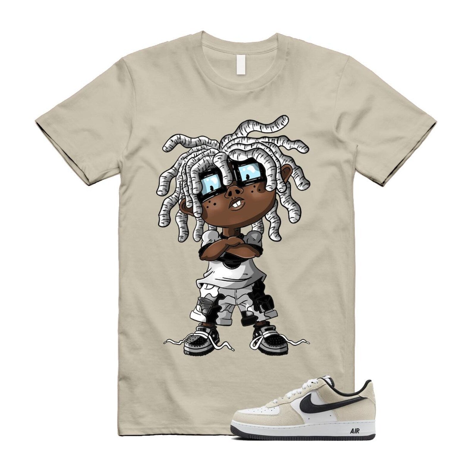 Air Force 1 '07 LV8 White Black T Shirt Match CHONGO IB6388-100 T-Shirt, Sneaker Match Tee