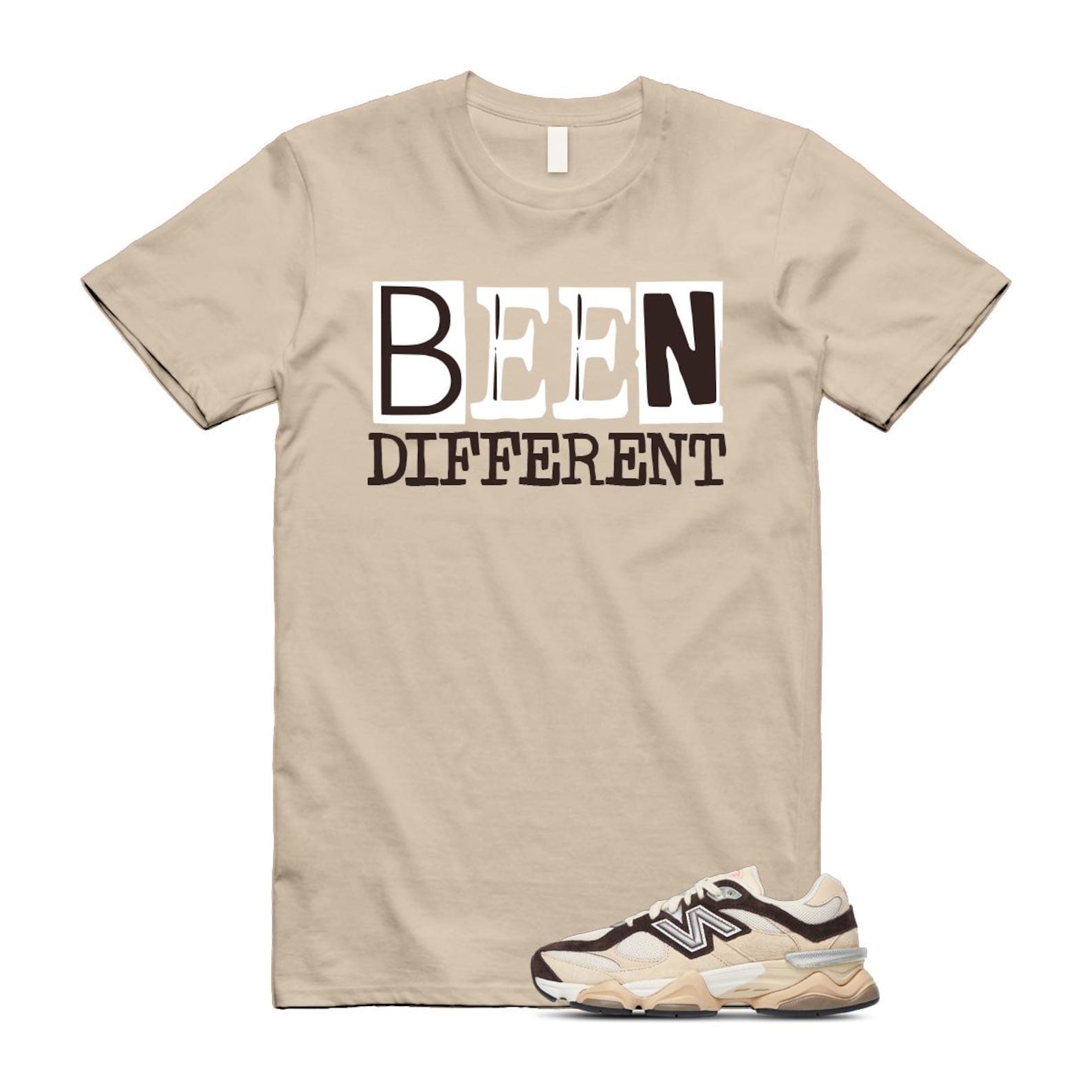 9060 Emerging Brown White T Shirt Match BEEN U9060FLP T-Shirt, Sneaker Match Tee