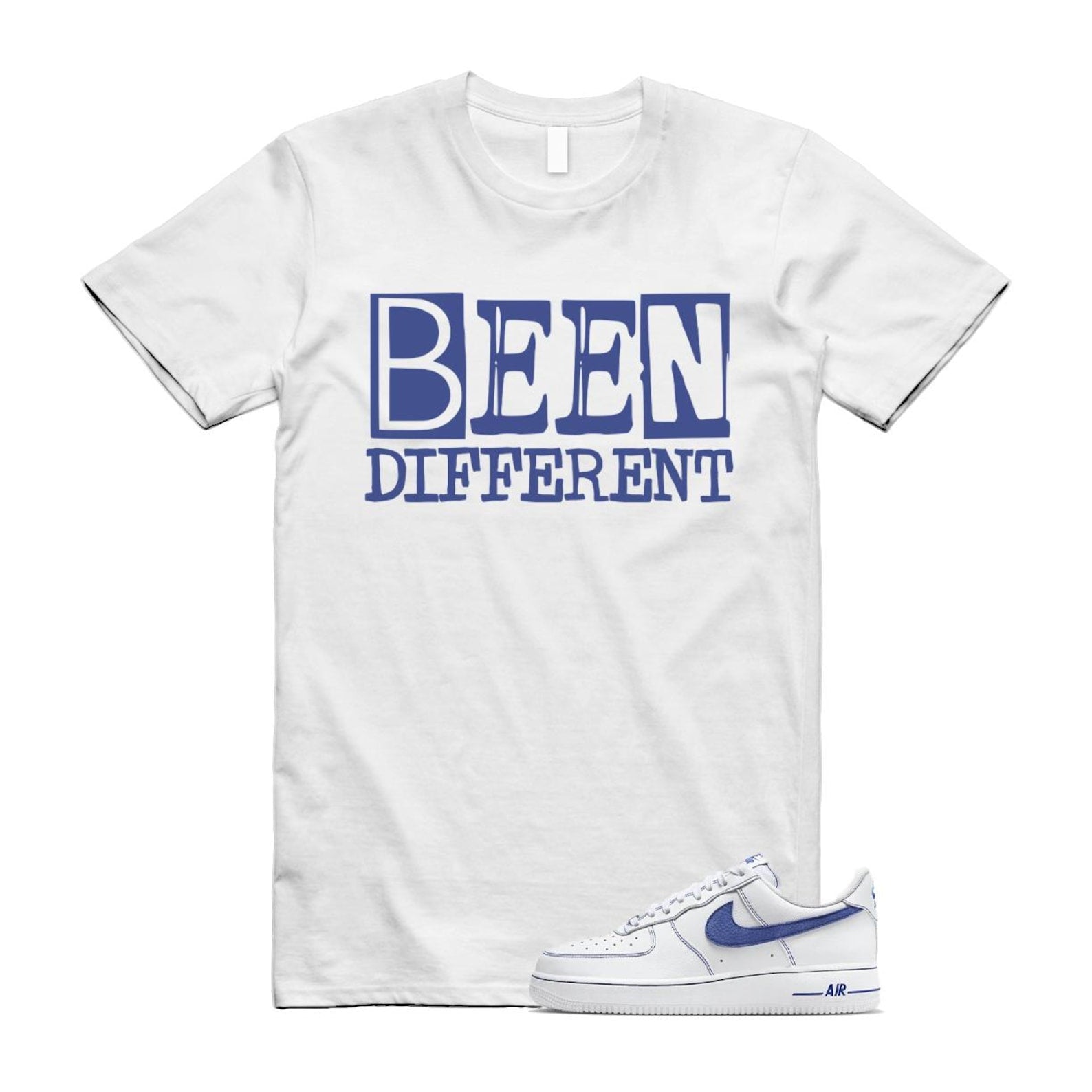 Air Force 1 White Deep Royal Blue '07 LV8 T Shirt Match BEEN HQ2037-100 T-Shirt, Sneaker Match Tee