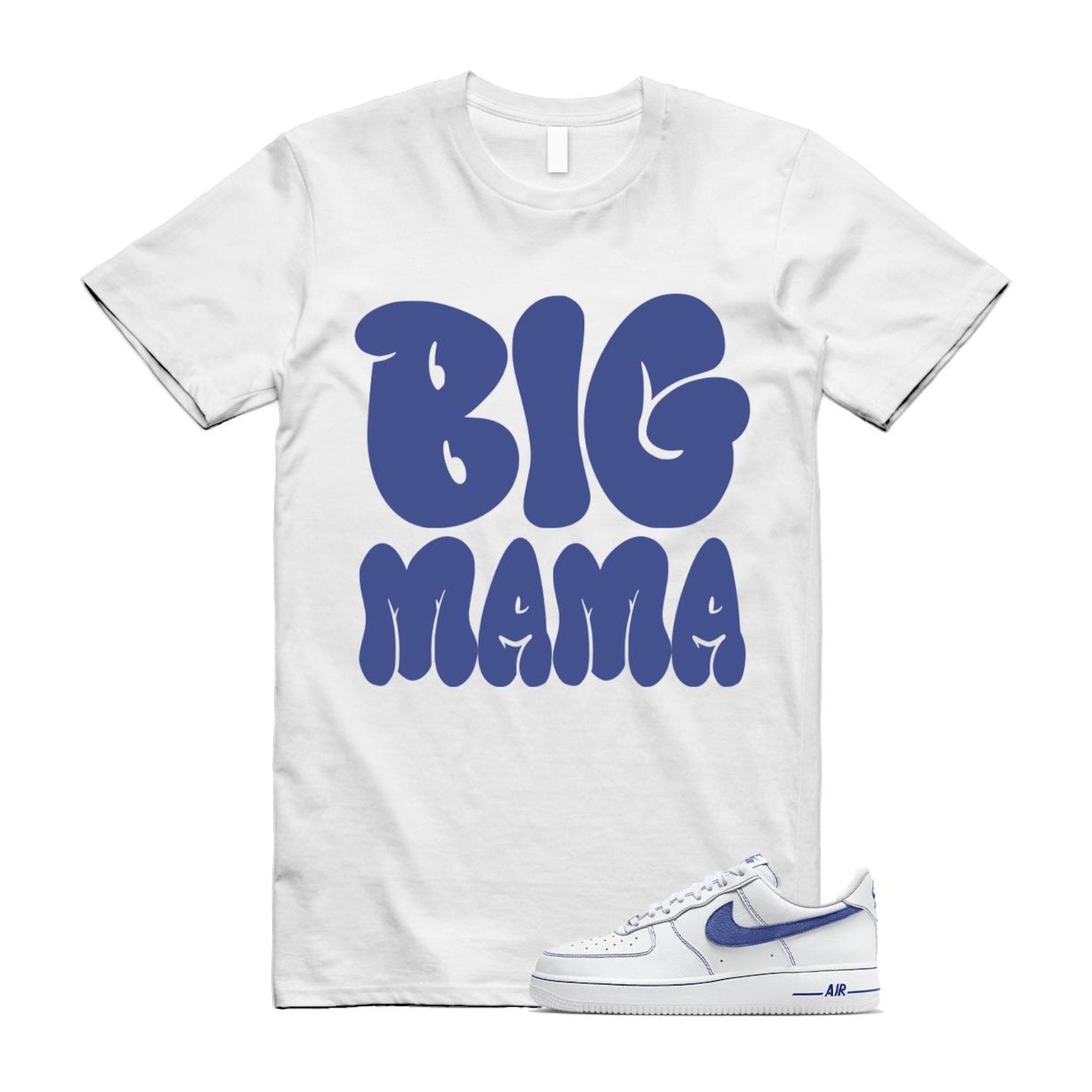 Air Force 1 White Deep Royal Blue '07 LV8 T Shirt Match MAMA HQ2037-100 T-Shirt, Sneaker Match Tee