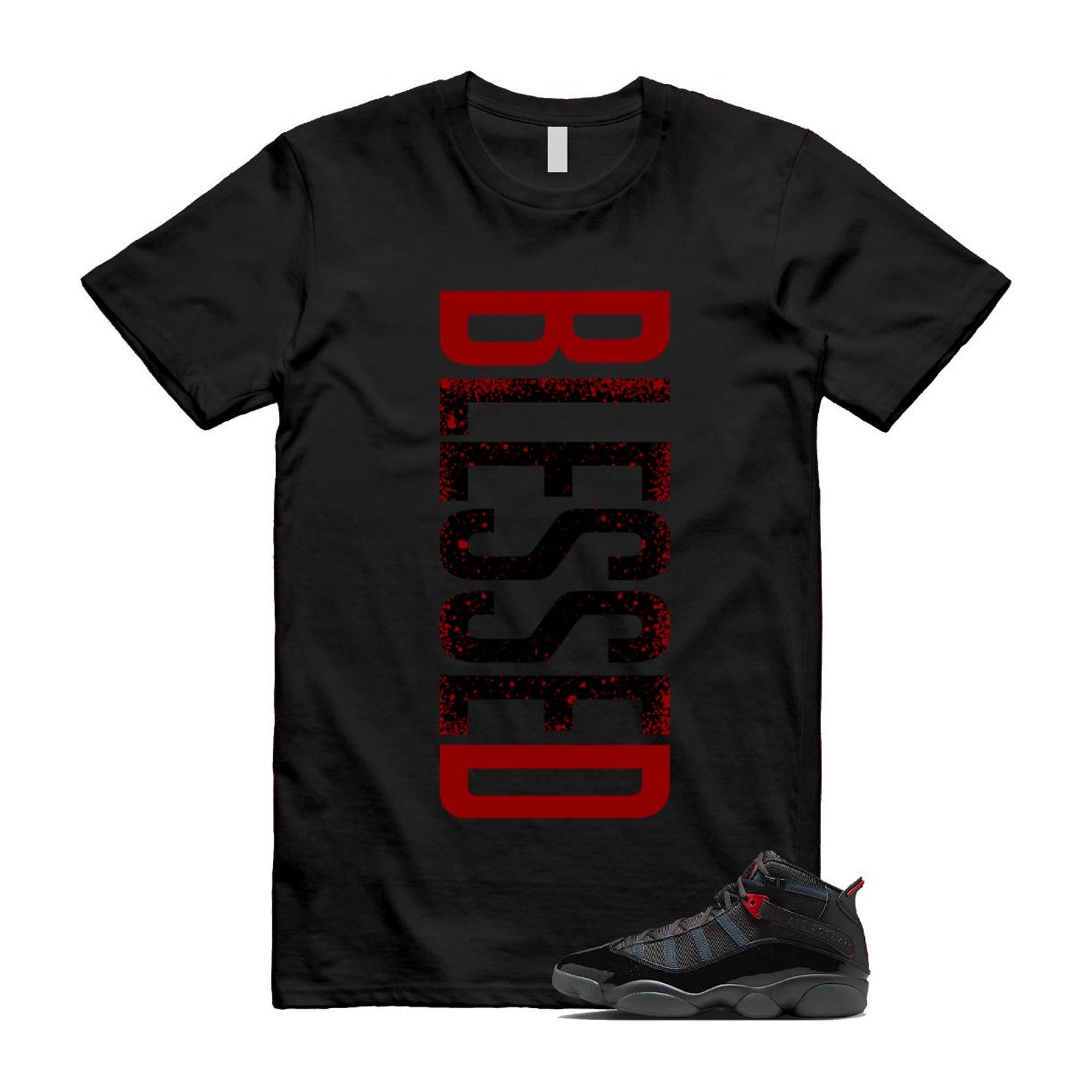 6 Rings Anthracite Black Fire Red T Shirt Match VERTBLS 322992-026 T-Shirt, Sneaker Match Tee
