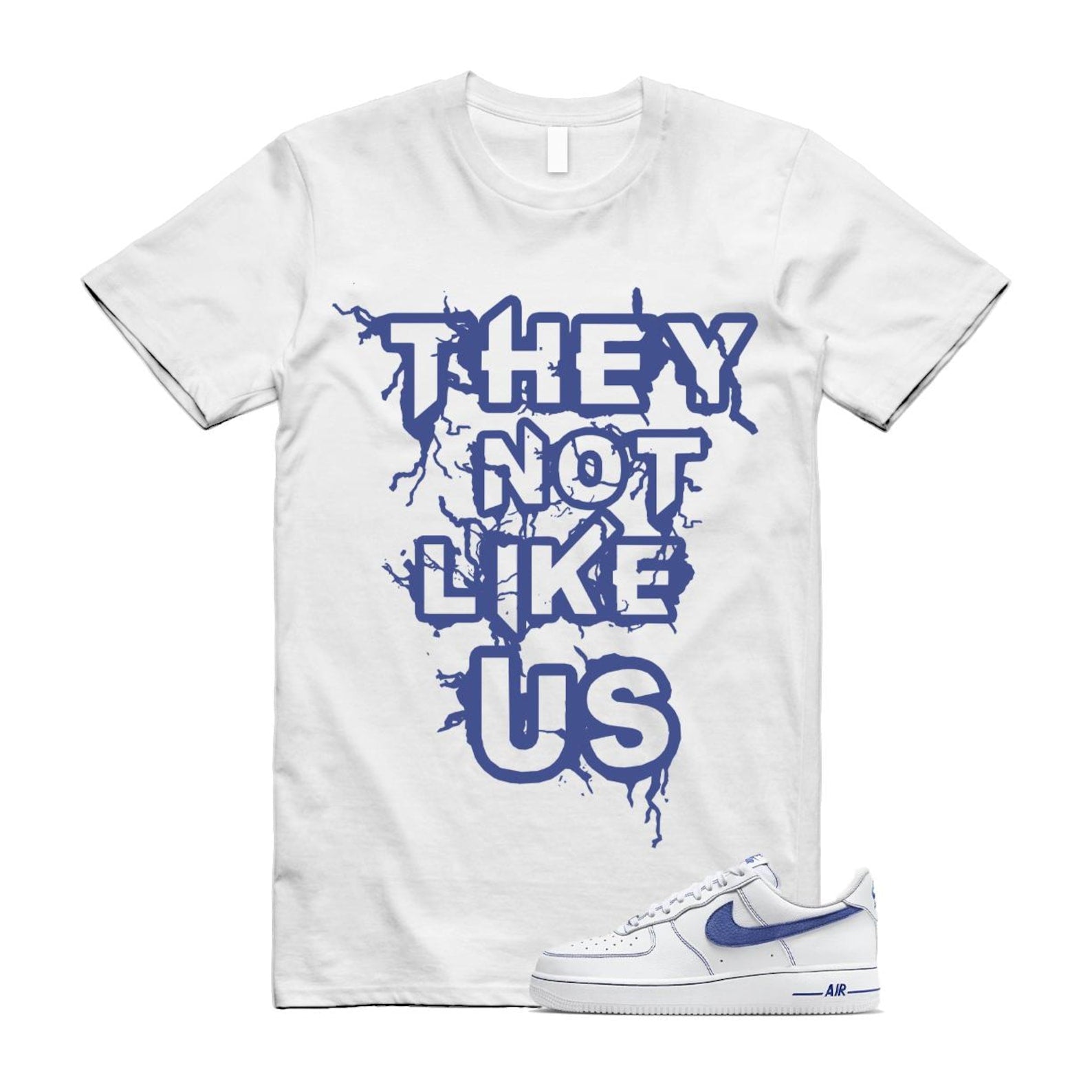 Air Force 1 White Deep Royal Blue '07 LV8 T Shirt Match US HQ2037-100 T-Shirt, Sneaker Match Tee