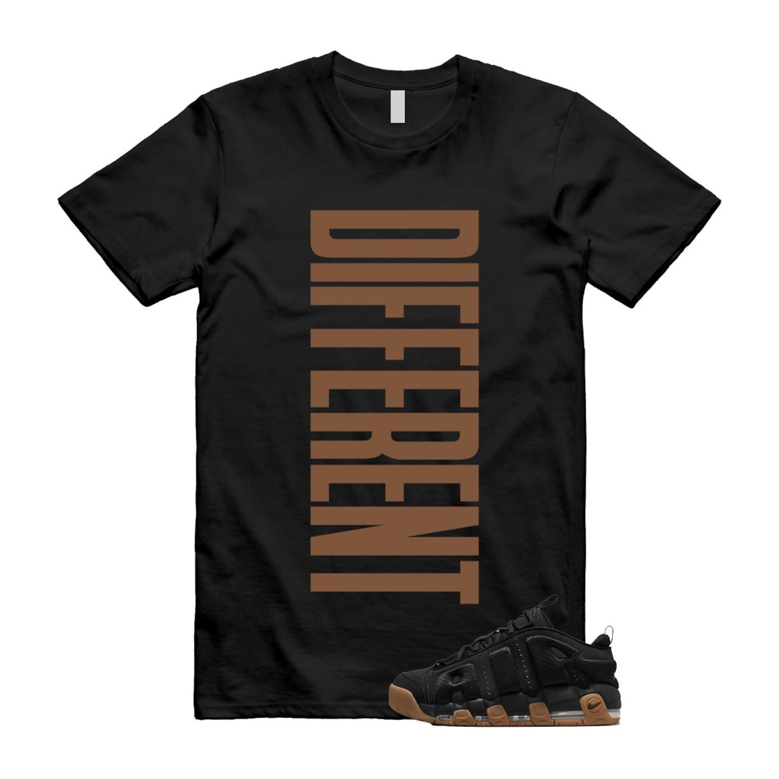 Uptempo Black Gum Air More T Shirt Match DFRNT FZ3055-003 T-Shirt, Sneaker Match Tee