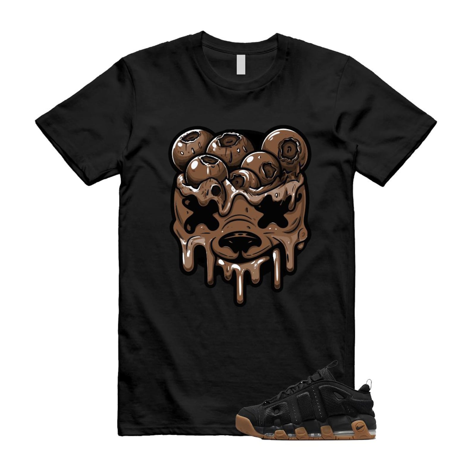 Uptempo Black Gum Air More T Shirt Match DBEAR FZ3055-003 T-Shirt, Sneaker Match Tee