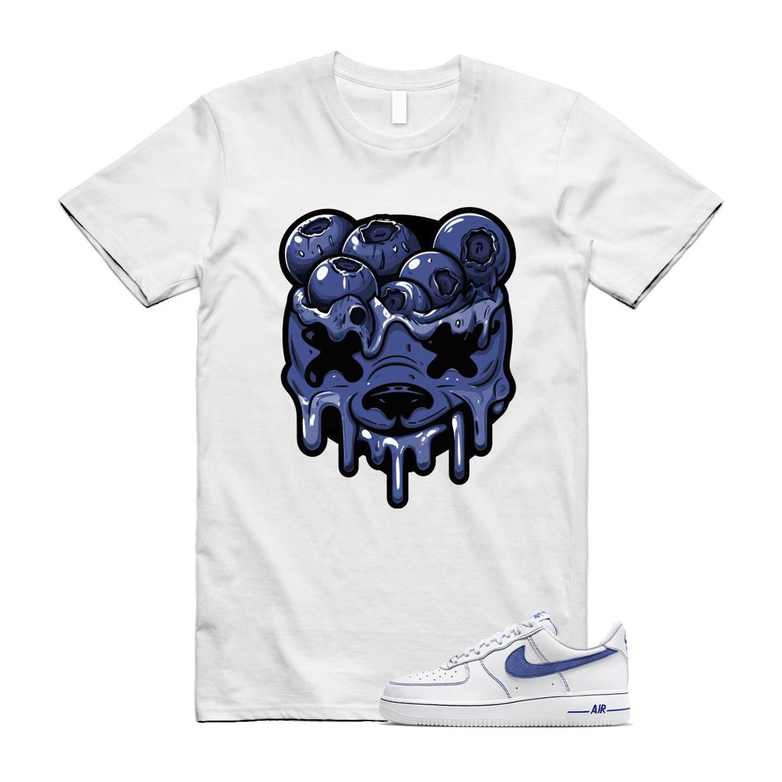 Air Force 1 White Deep Royal Blue '07 LV8 T Shirt Match DBEAR HQ2037-100 T-Shirt, Sneaker Match Tee