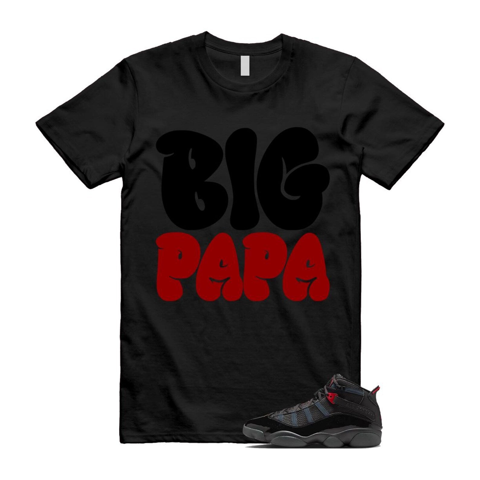 6 Rings Anthracite Black Fire Red T Shirt Match PAPA 322992-026 T-Shirt, Sneaker Match Tee