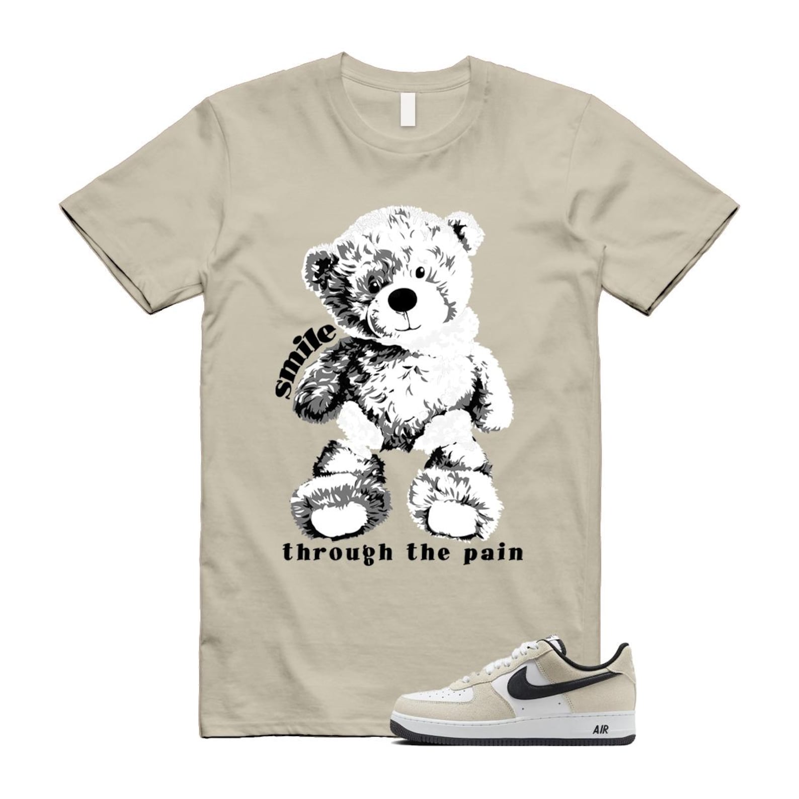 Air Force 1 '07 LV8 White Black T Shirt Match SMILE IB6388-100 T-Shirt, Sneaker Match Tee