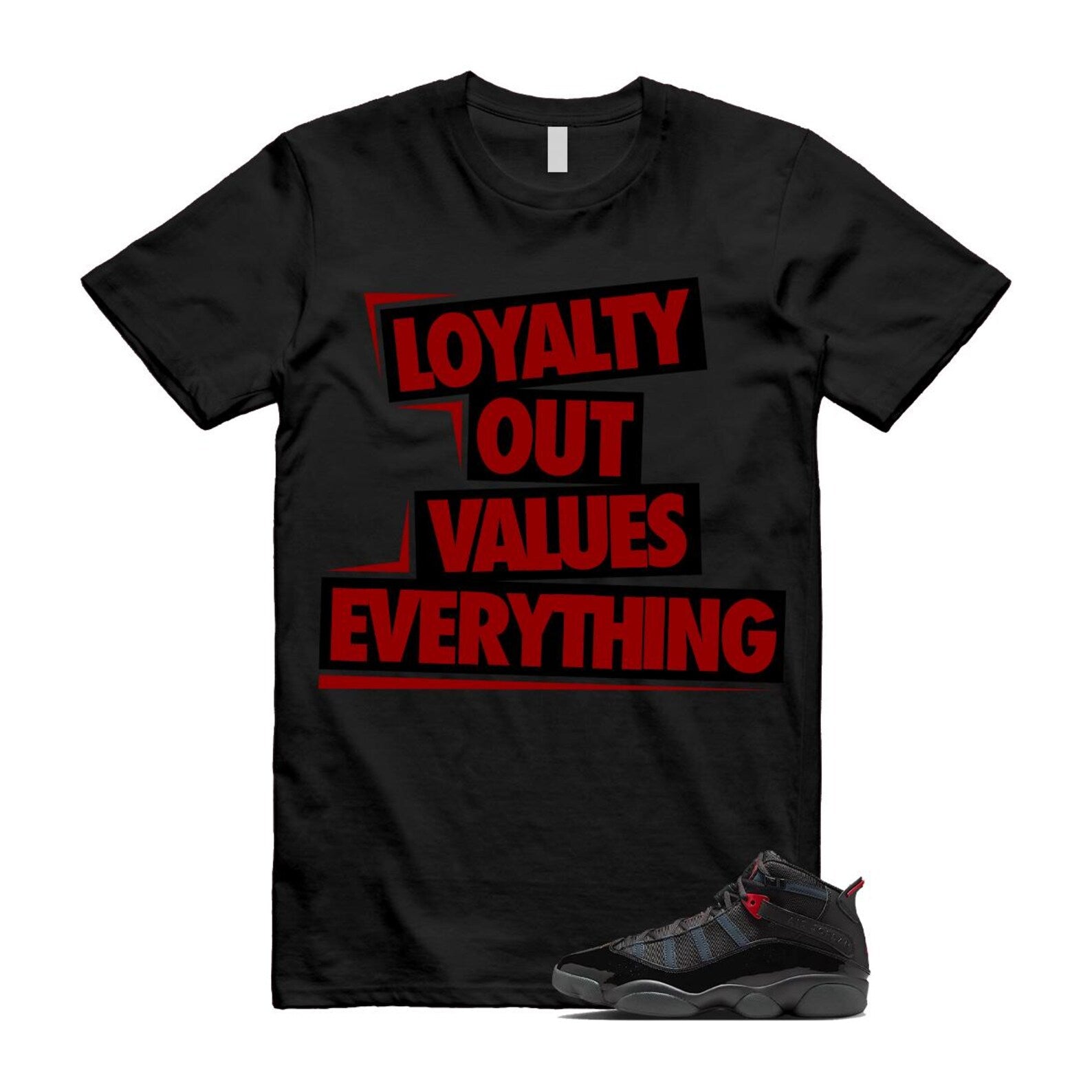 6 Rings Anthracite Black Fire Red T Shirt Match LOVE 322992-026 T-Shirt, Sneaker Match Tee