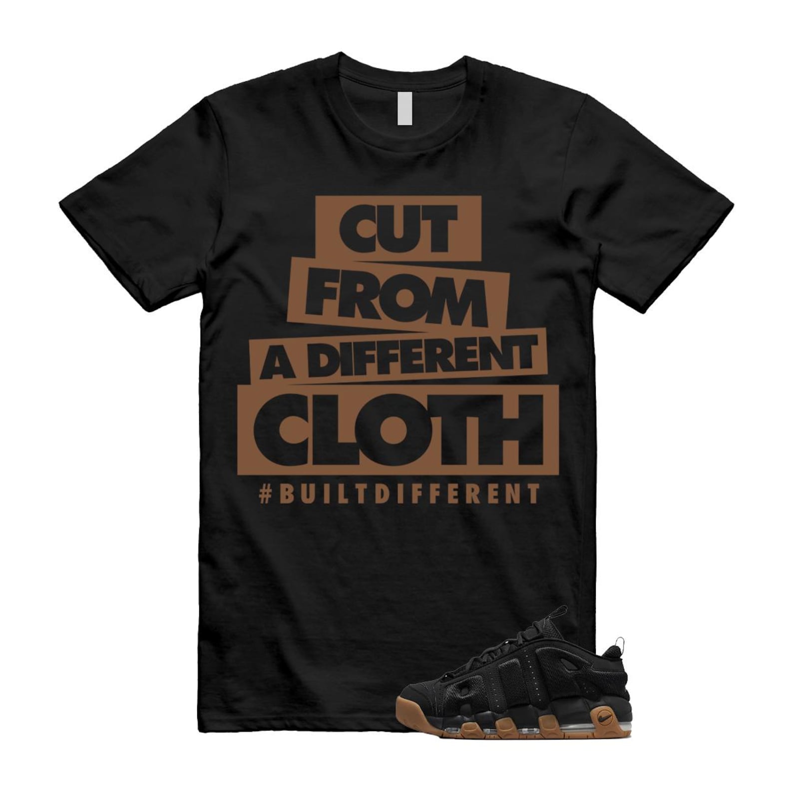 Uptempo Black Gum Air More T Shirt Match CLOTH FZ3055-003 T-Shirt, Sneaker Match Tee