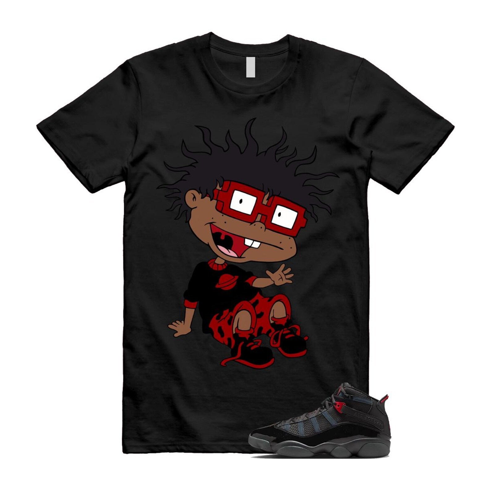6 Rings Anthracite Black Fire Red T Shirt Match FINSTER 322992-026 T-Shirt, Sneaker Match Tee