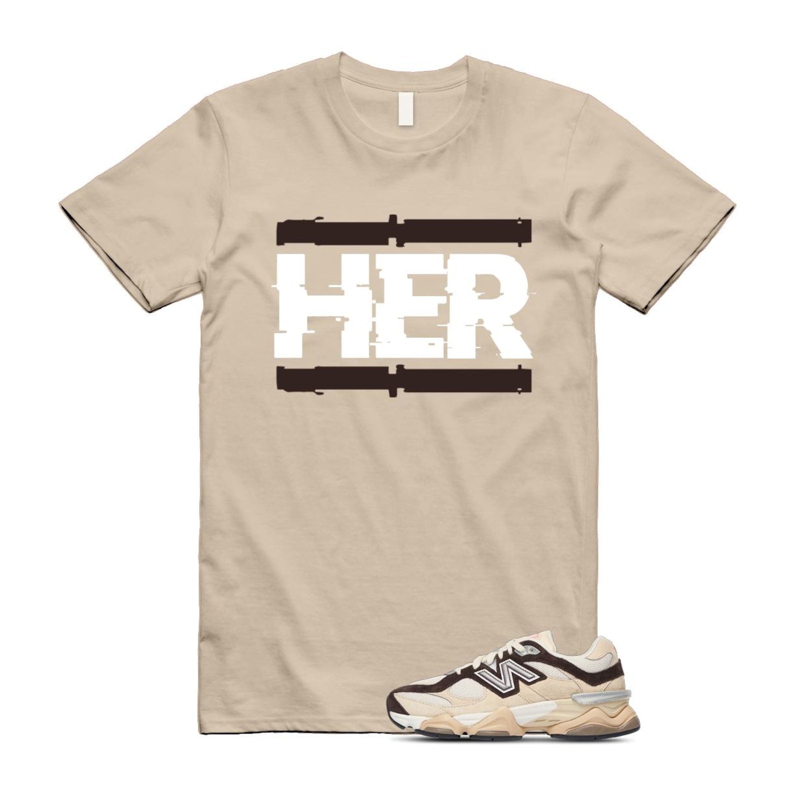 9060 Emerging Brown White T Shirt Match HER U9060FLP T-Shirt, Sneaker Match Tee