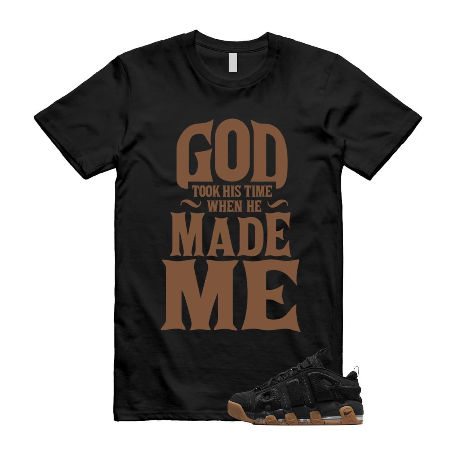 Uptempo Black Gum Air More T Shirt Match GTHT FZ3055-003 T-Shirt, Sneaker Match Tee