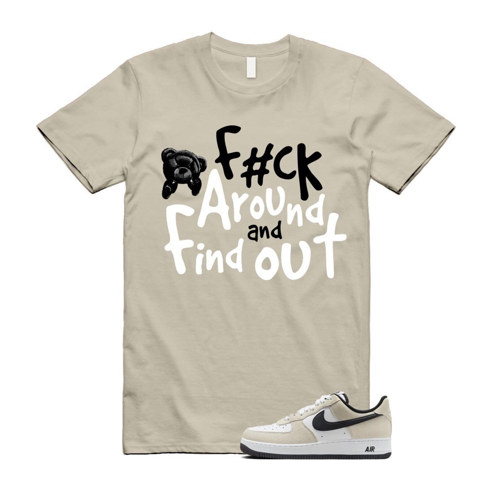 Air Force 1 '07 LV8 White Black T Shirt Match FCK IB6388-100 T-Shirt, Sneaker Match Tee