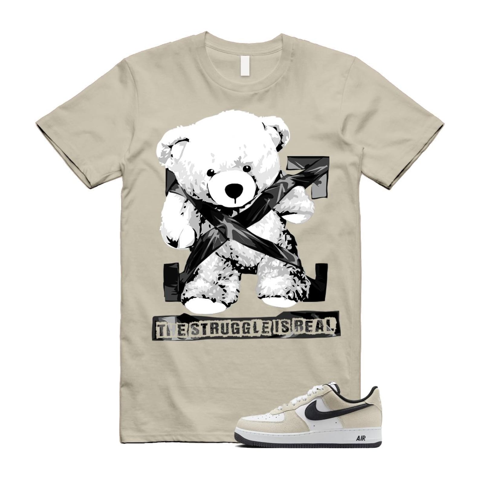 Air Force 1 '07 LV8 White Black T Shirt Match STRUG IB6388-100 T-Shirt, Sneaker Match Tee