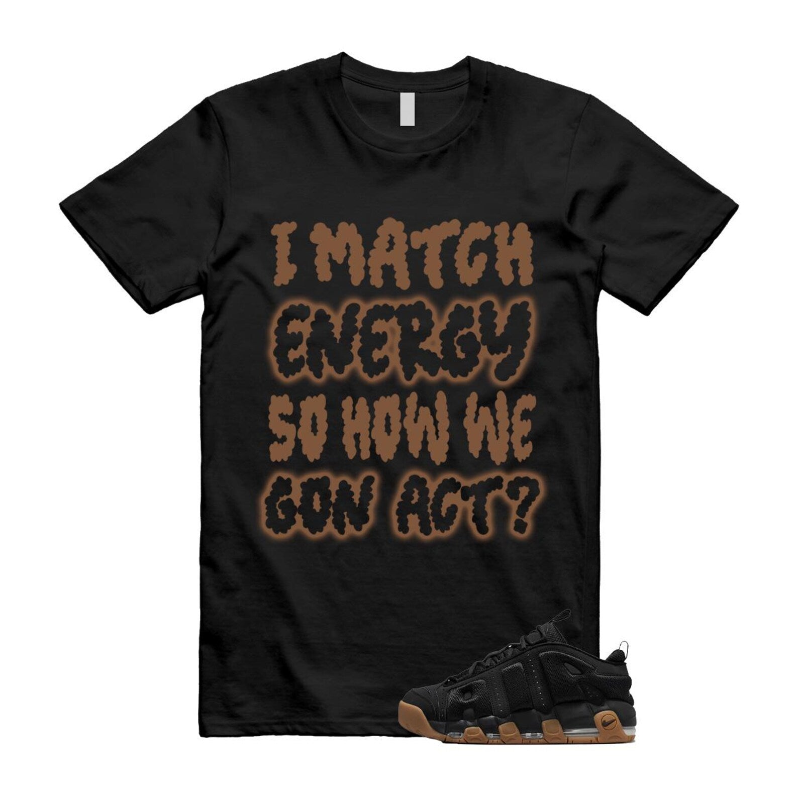 Uptempo Black Gum Air More T Shirt Match MATCH FZ3055-003 T-Shirt, Sneaker Match Tee