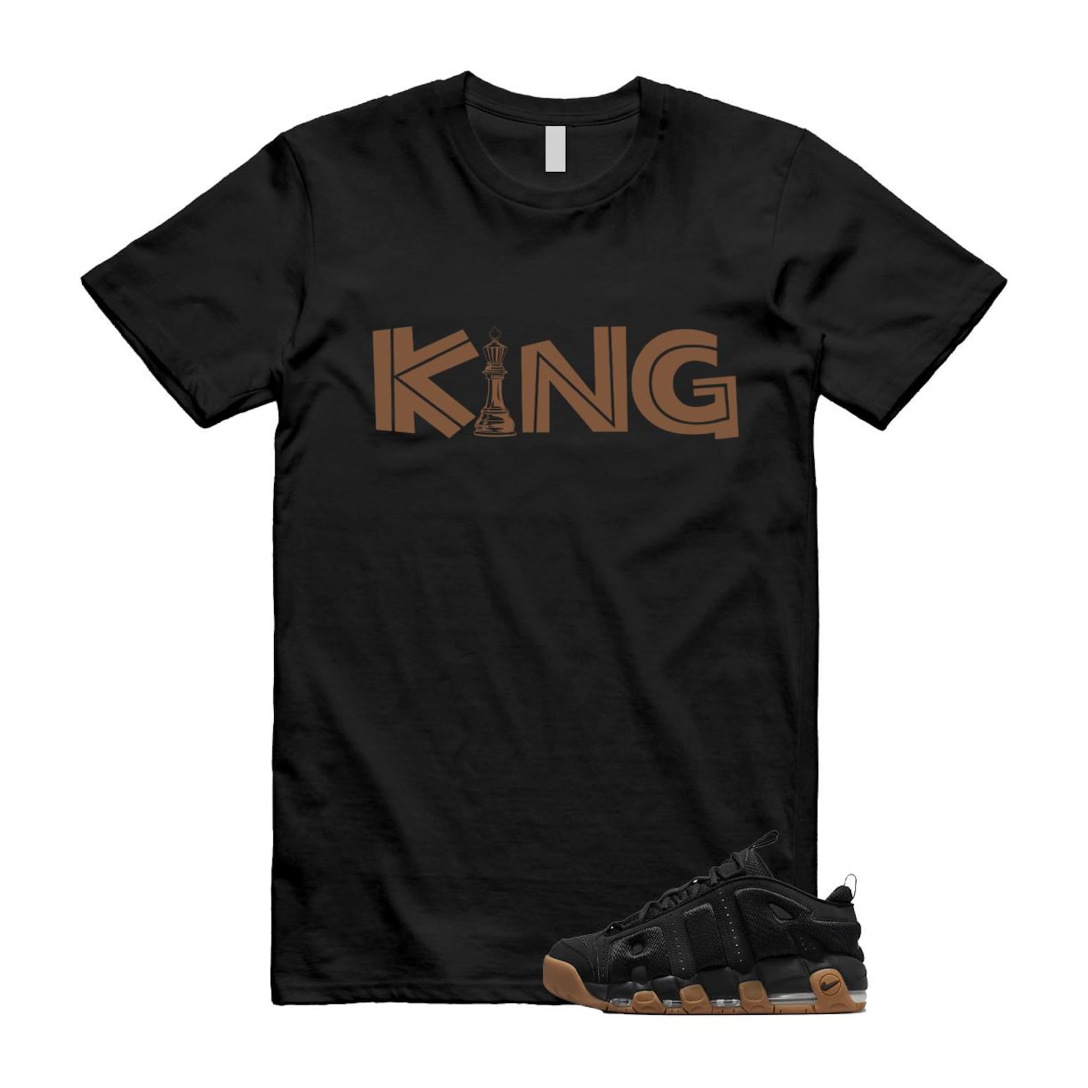 Uptempo Black Gum Air More T Shirt Match KING FZ3055-003 T-Shirt, Sneaker Match Tee