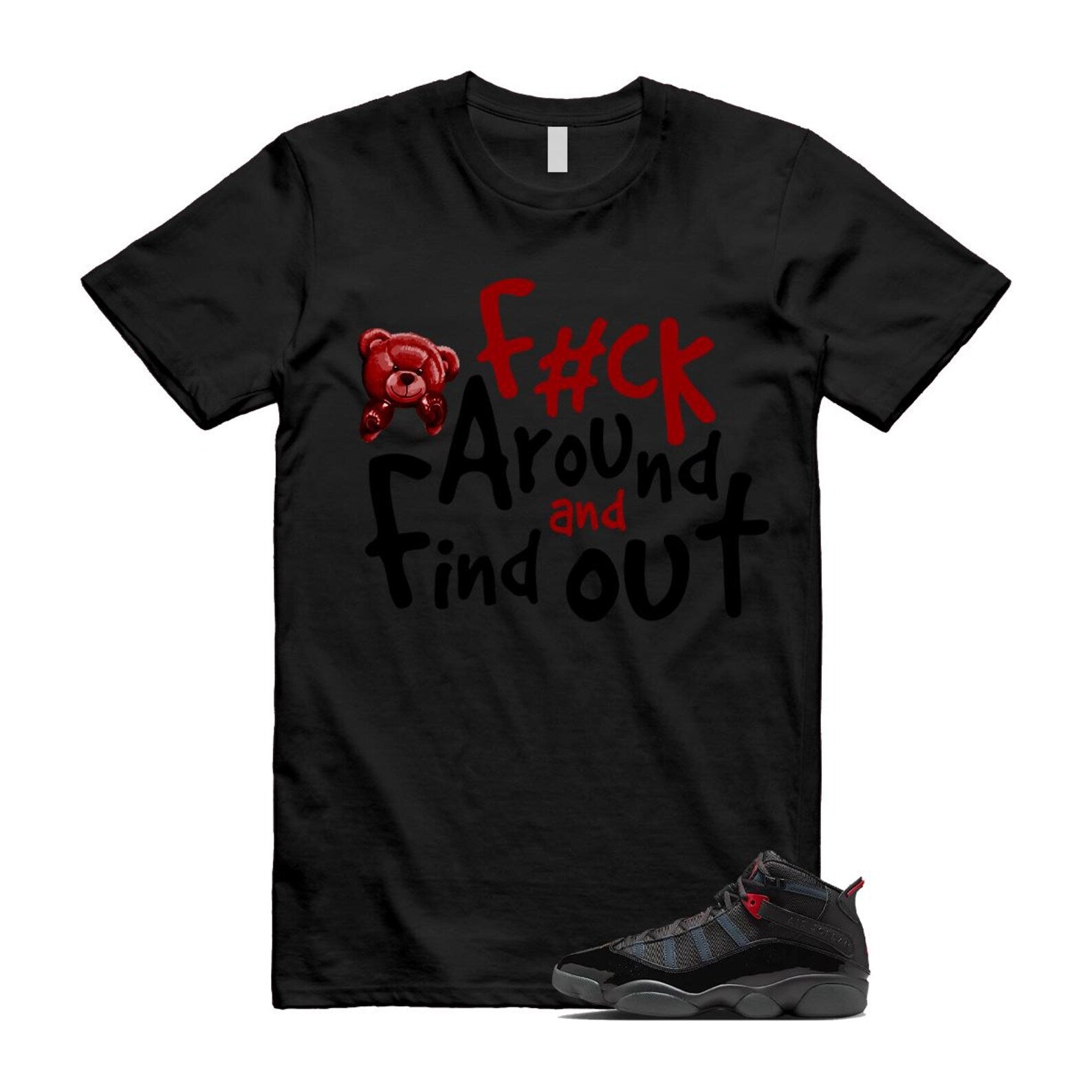 6 Rings Anthracite Black Fire Red T Shirt Match FCK 322992-026 T-Shirt, Sneaker Match Tee