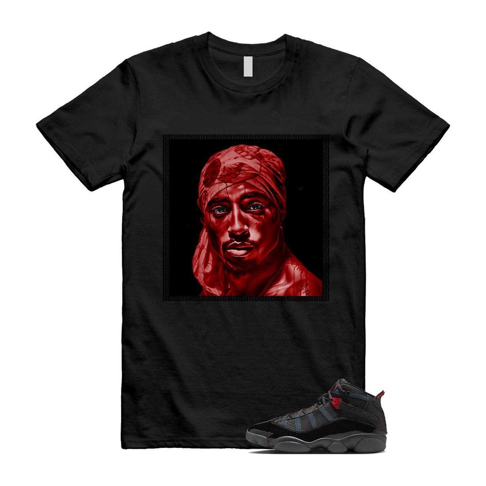 6 Rings Anthracite Black Fire Red T Shirt Match PAC ALT 322992-026 T-Shirt, Sneaker Match Tee