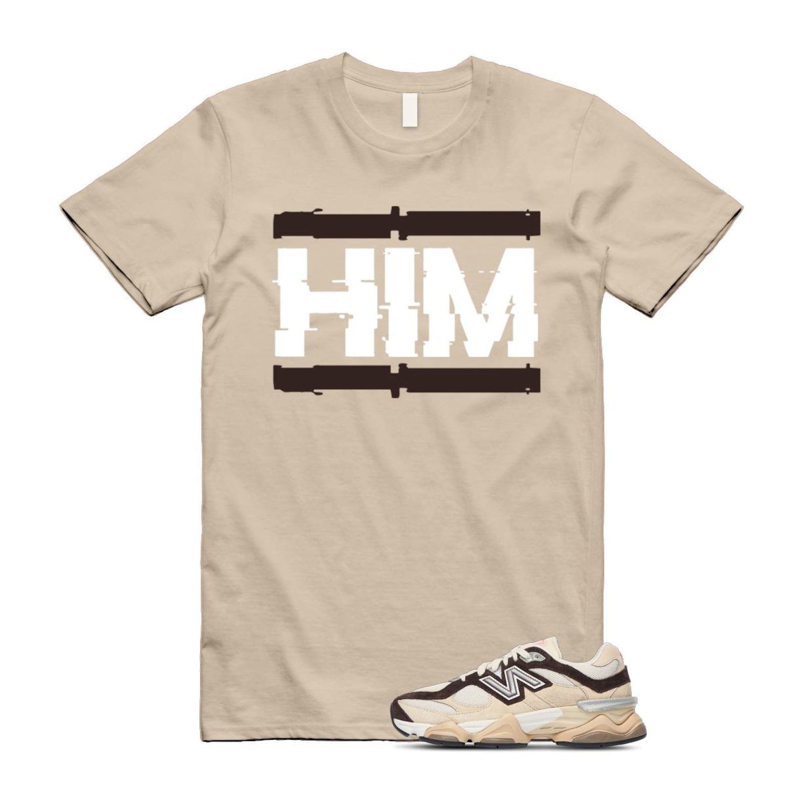9060 Emerging Brown White T Shirt Match HIM U9060FLP T-Shirt, Sneaker Match Tee