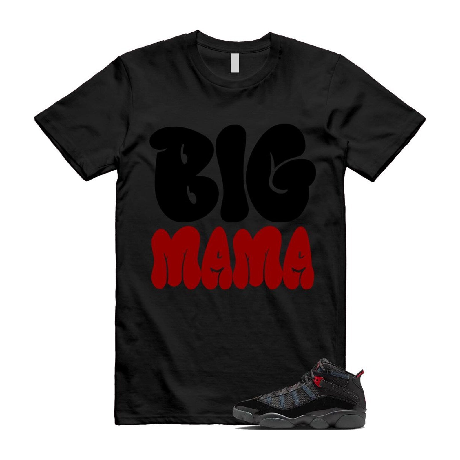 6 Rings Anthracite Black Fire Red T Shirt Match MAMA 322992-026 T-Shirt, Sneaker Match Tee