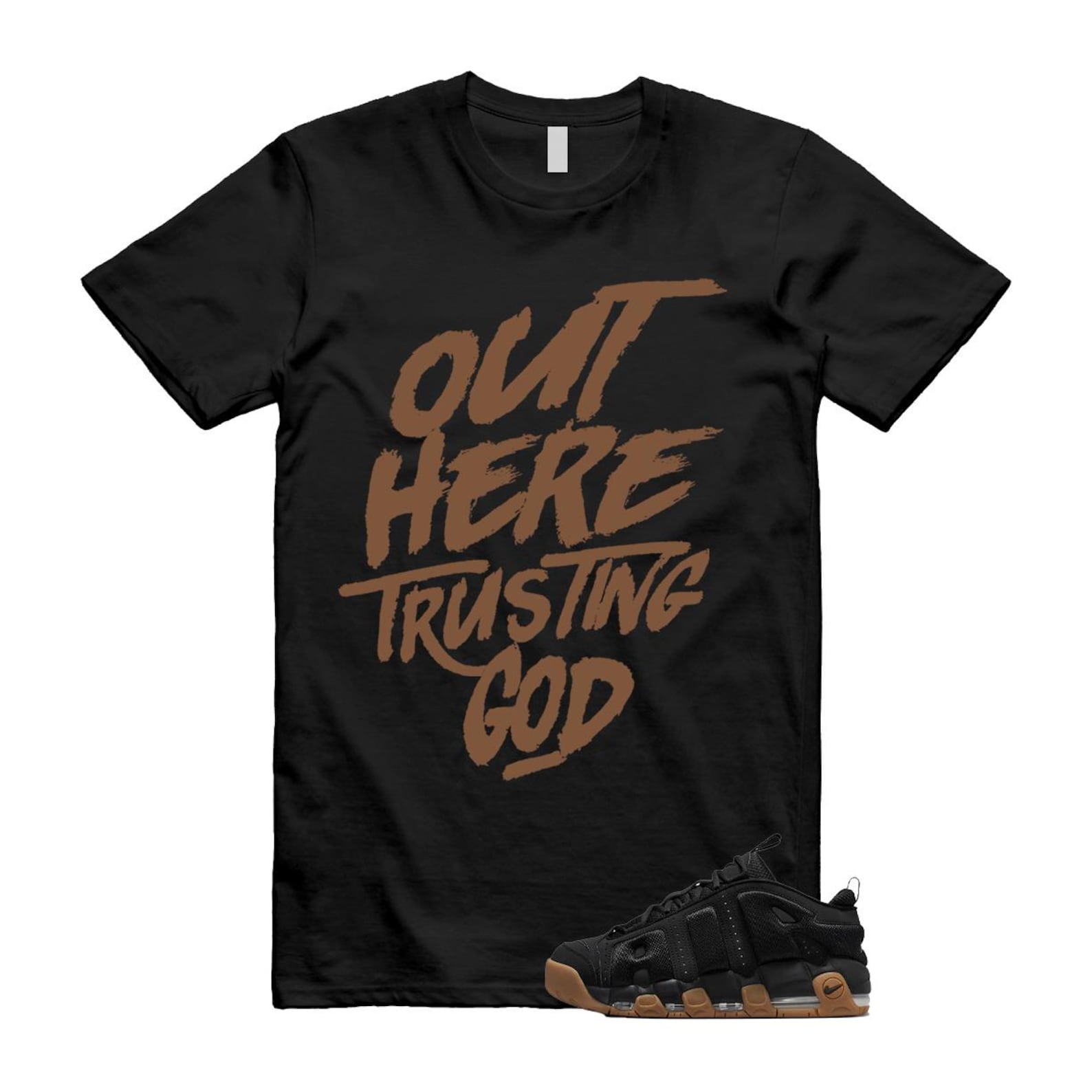 Uptempo Black Gum Air More T Shirt Match TG FZ3055-003 T-Shirt, Sneaker Match Tee