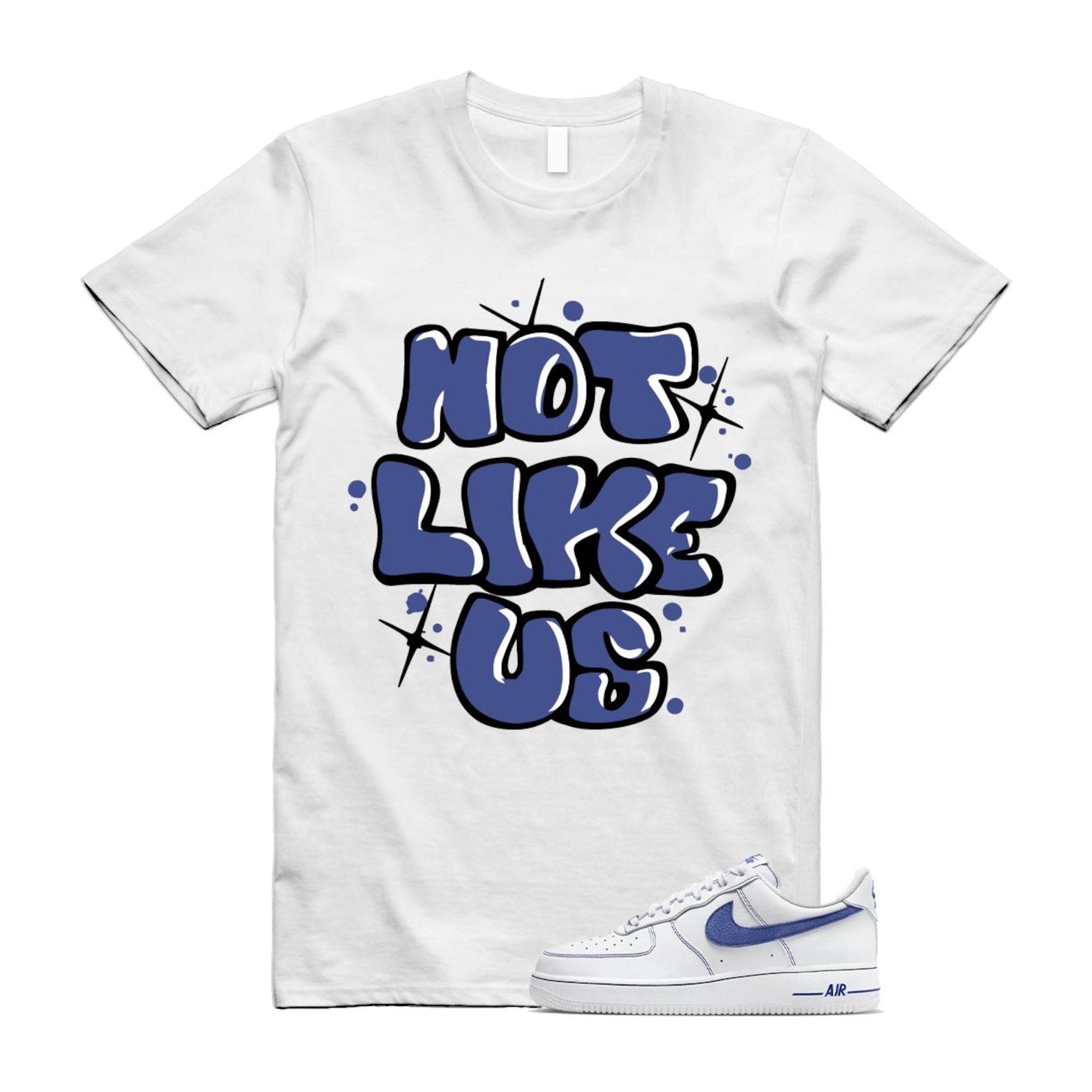 Air Force 1 White Deep Royal Blue '07 LV8 T Shirt Match NLU HQ2037-100 T-Shirt, Sneaker Match Tee
