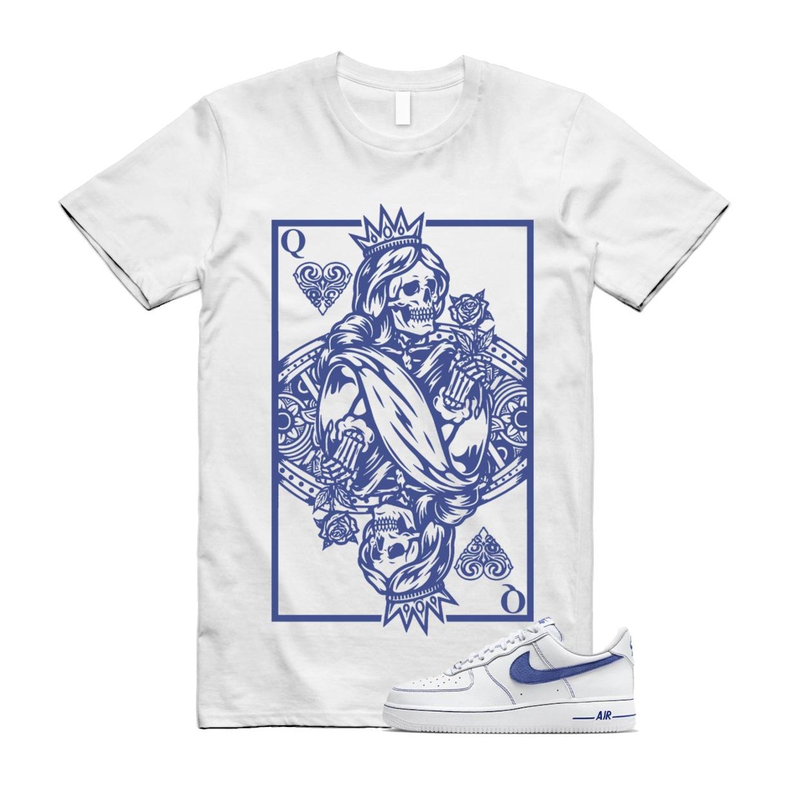 Air Force 1 White Deep Royal Blue '07 LV8 T Shirt Match QC HQ2037-100 T-Shirt, Sneaker Match Tee