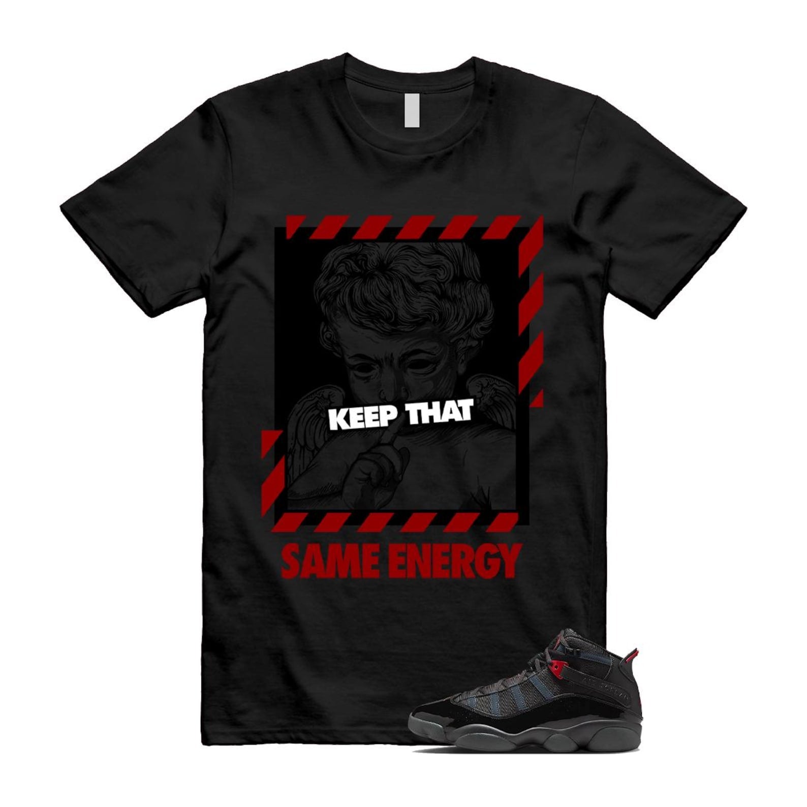 6 Rings Anthracite Black Fire Red T Shirt Match ENERGY ALT 322992-026 T-Shirt, Sneaker Match Tee
