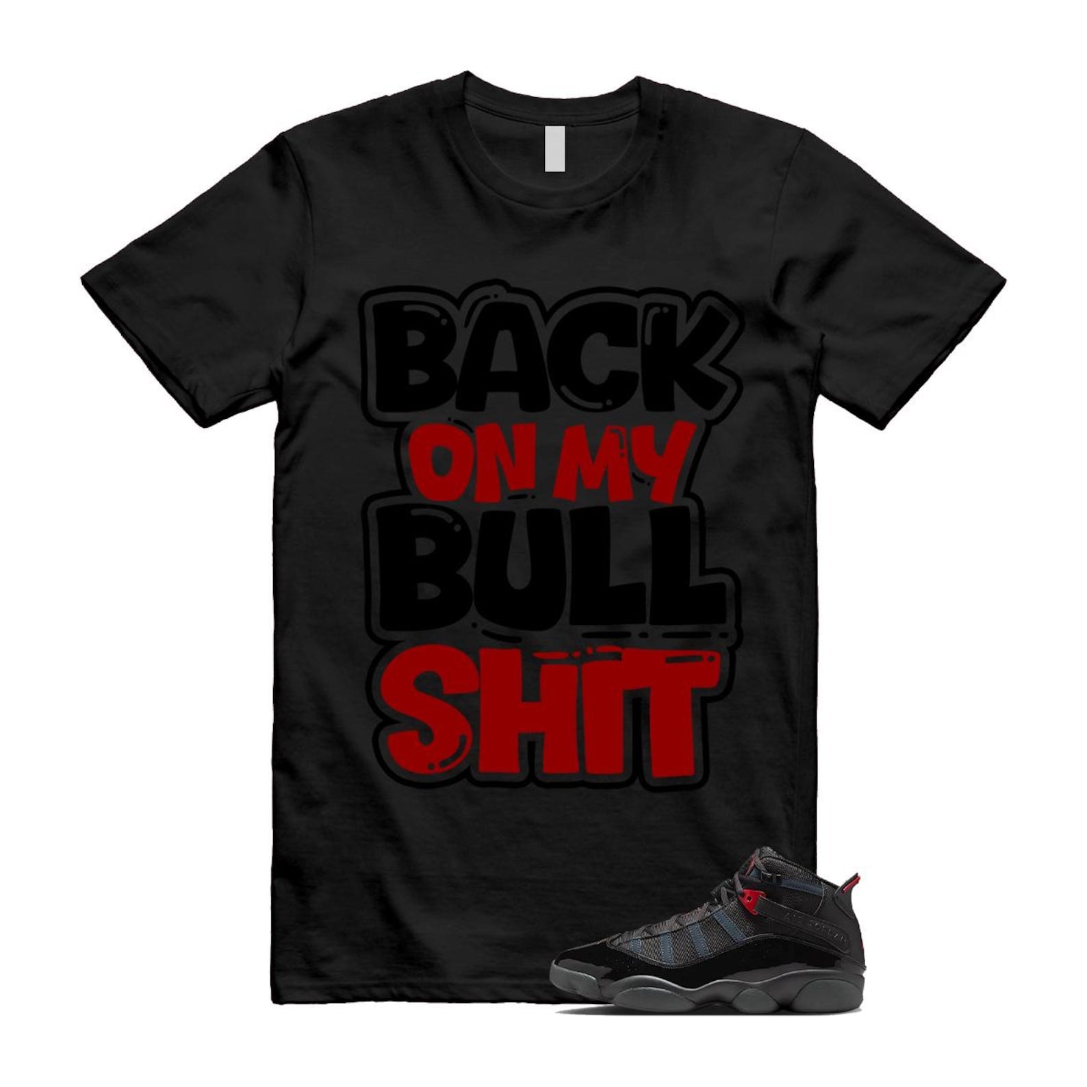 6 Rings Anthracite Black Fire Red T Shirt Match BULL 322992-026 T-Shirt, Sneaker Match Tee