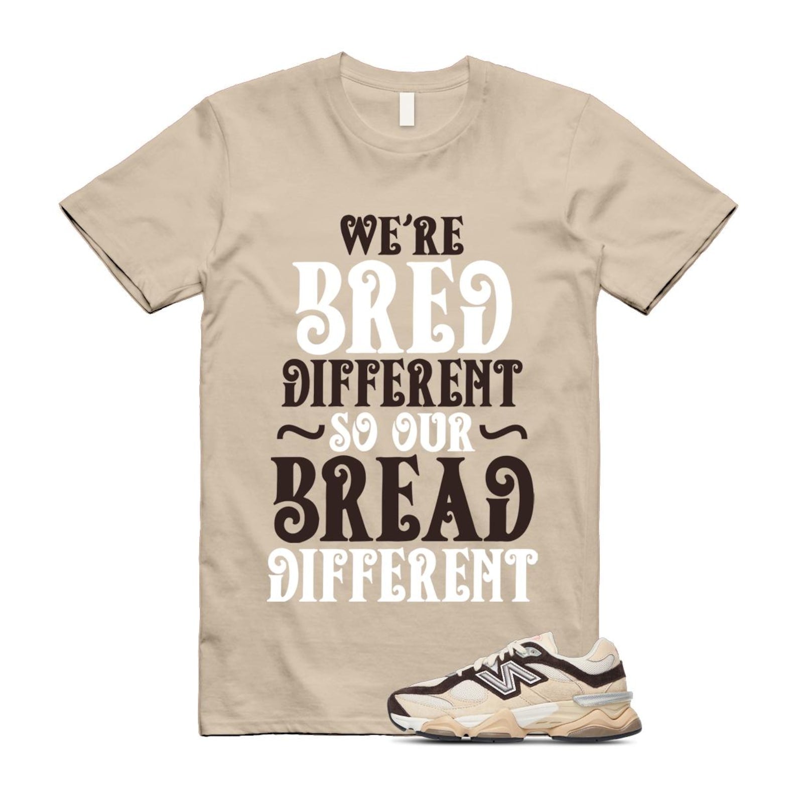 9060 Emerging Brown White T Shirt Match BREAD U9060FLP T-Shirt, Sneaker Match Tee