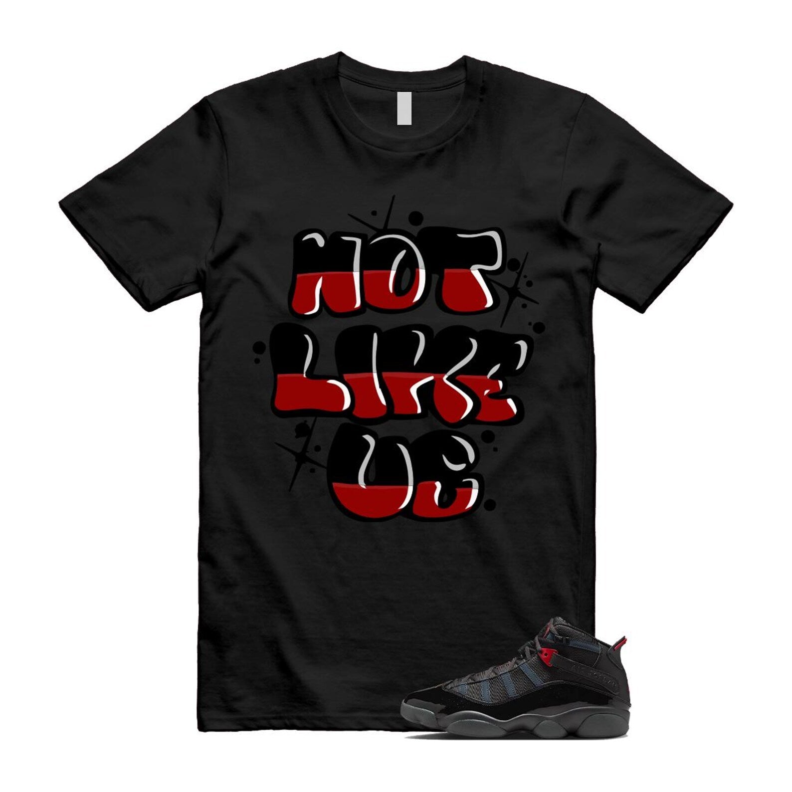 6 Rings Anthracite Black Fire Red T Shirt Match NLU 322992-026 T-Shirt, Sneaker Match Tee