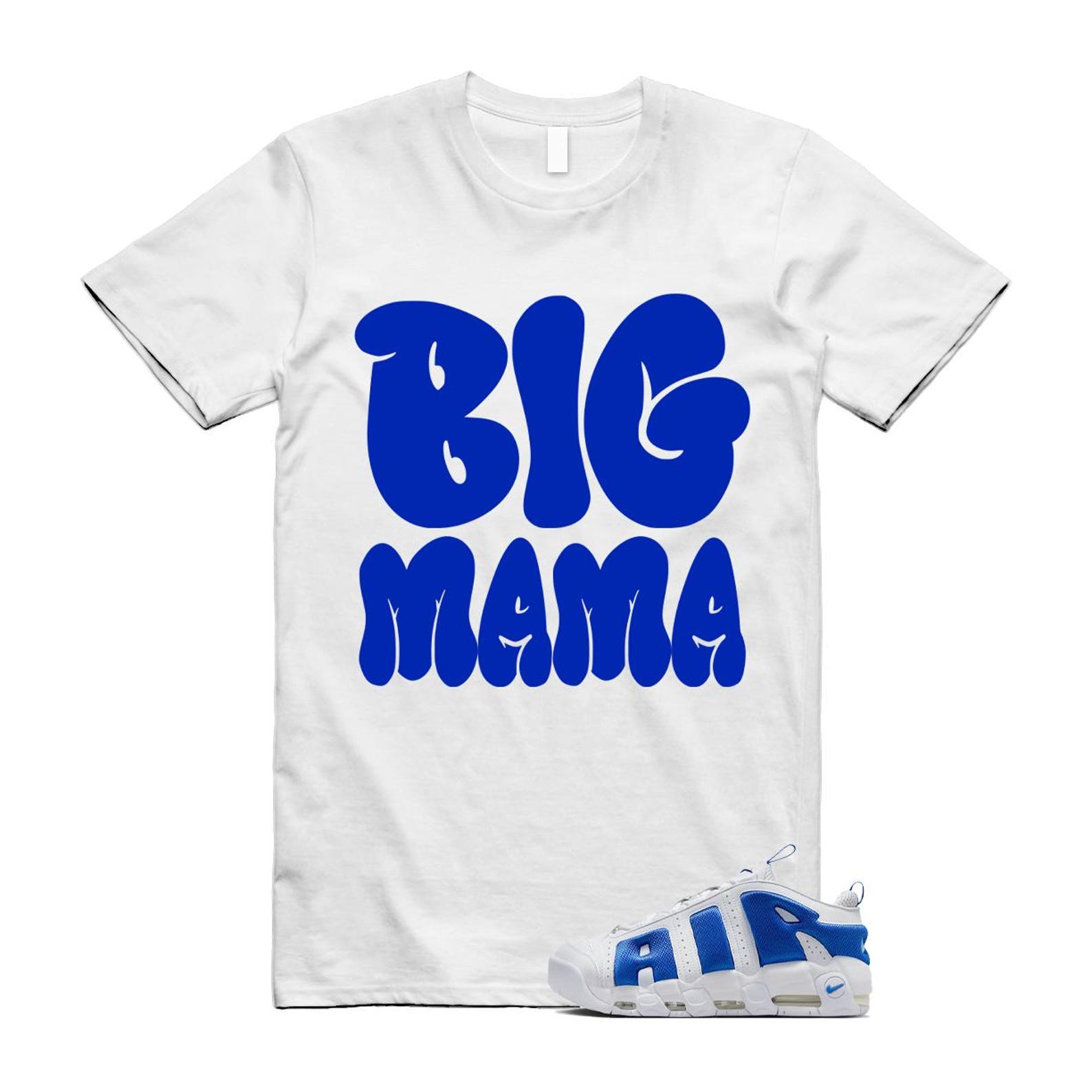 Uptempo White Blue Hyper Royal Psychic Air More T Shirt Match MAMA FZ3055-101 T-Shirt, Sneaker Match Tee