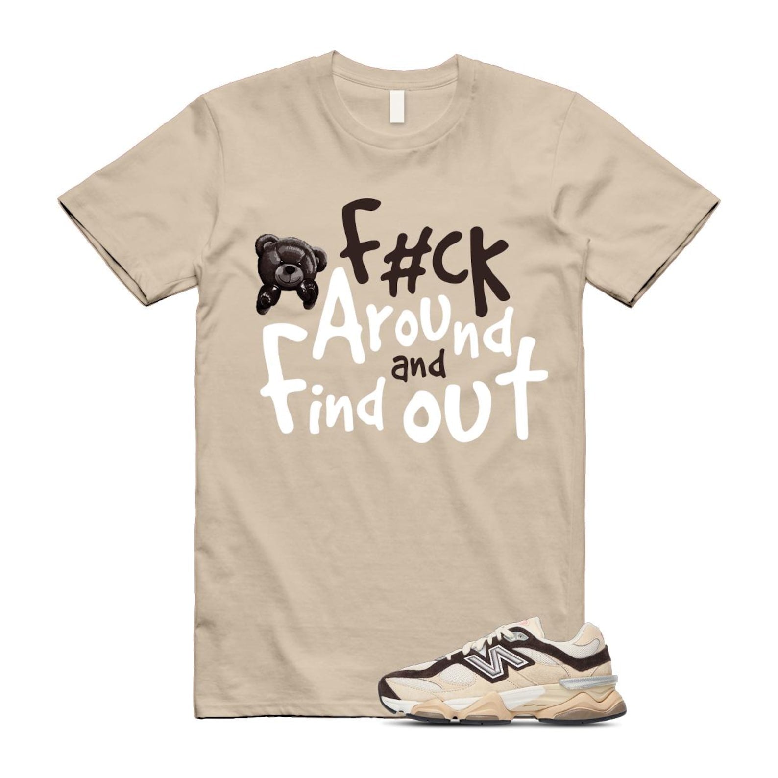 9060 Emerging Brown White T Shirt Match FCK U9060FLP T-Shirt, Sneaker Match Tee