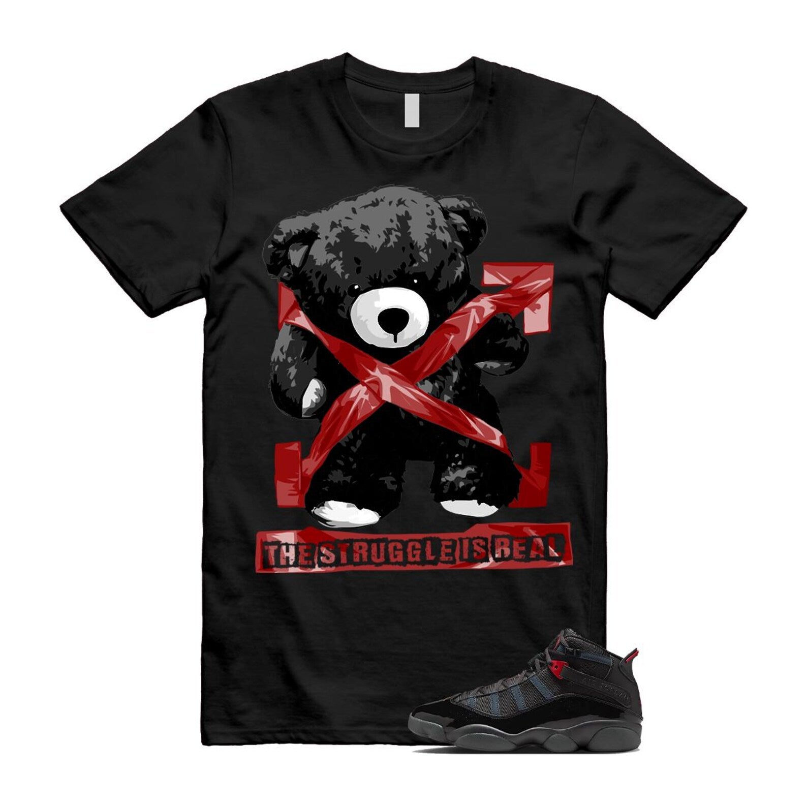 6 Rings Anthracite Black Fire Red T Shirt Match STRUG 322992-026 T-Shirt, Sneaker Match Tee